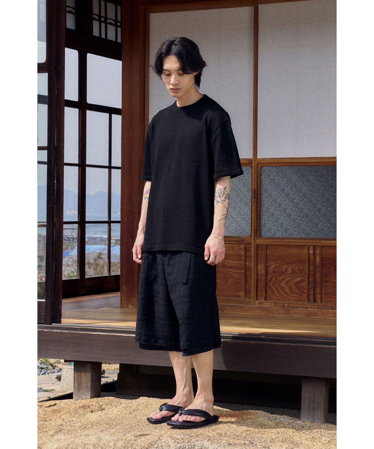 유스(YOUTH) Layered Bermuda Pants - Black Check