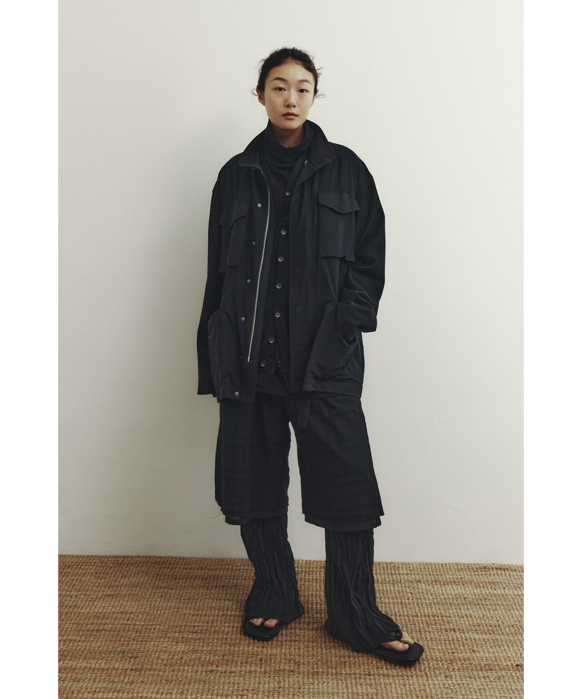 유스(YOUTH) Layered Bermuda Pants - Black Check