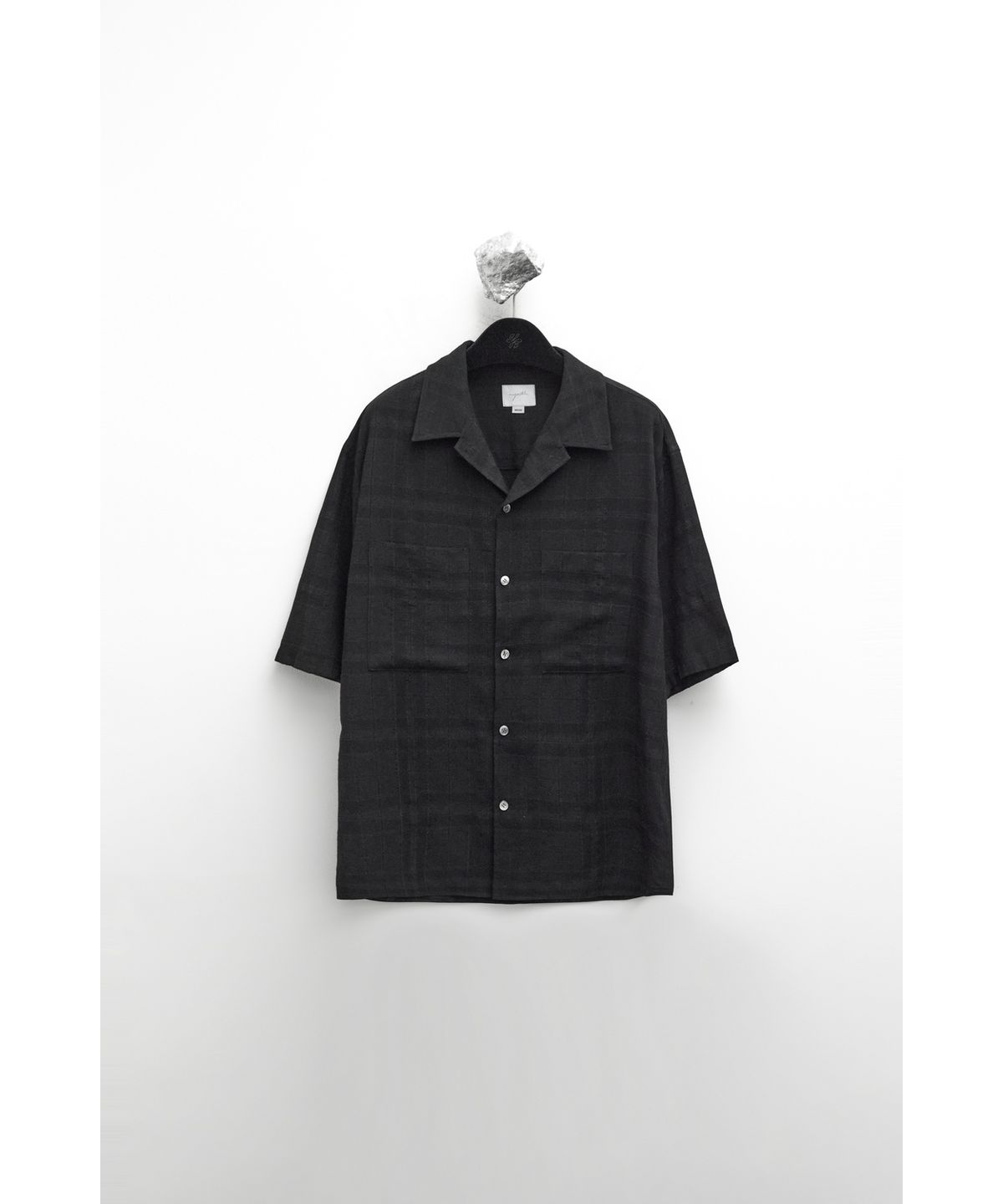 유스(YOUTH) Convertible Collar Half Shirt - Black Check