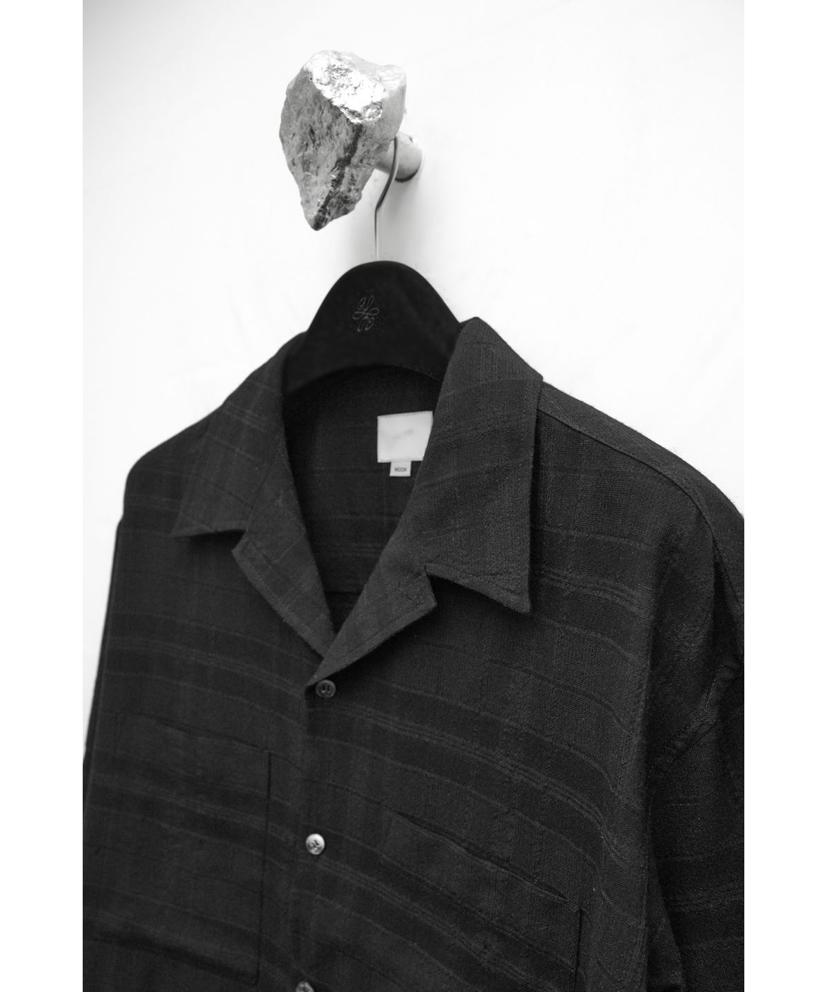 유스(YOUTH) Convertible Collar Half Shirt - Black Check