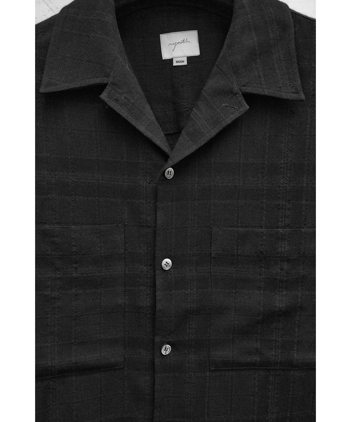 유스(YOUTH) Convertible Collar Half Shirt - Black Check