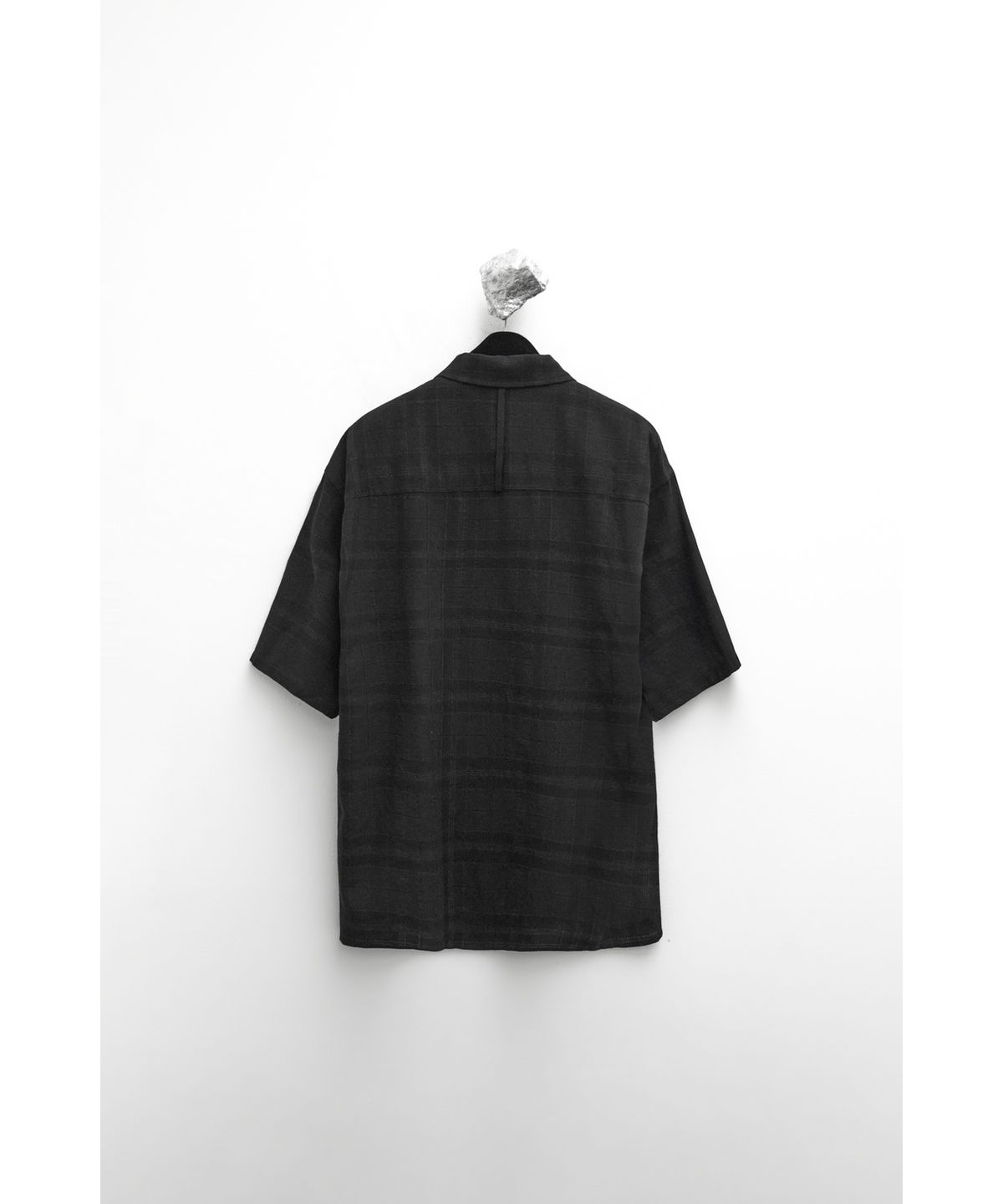 유스(YOUTH) Convertible Collar Half Shirt - Black Check