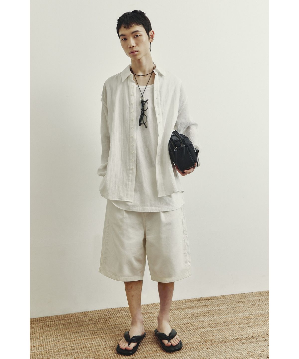 유스(YOUTH) Wide Half Denim Pants - Ivory