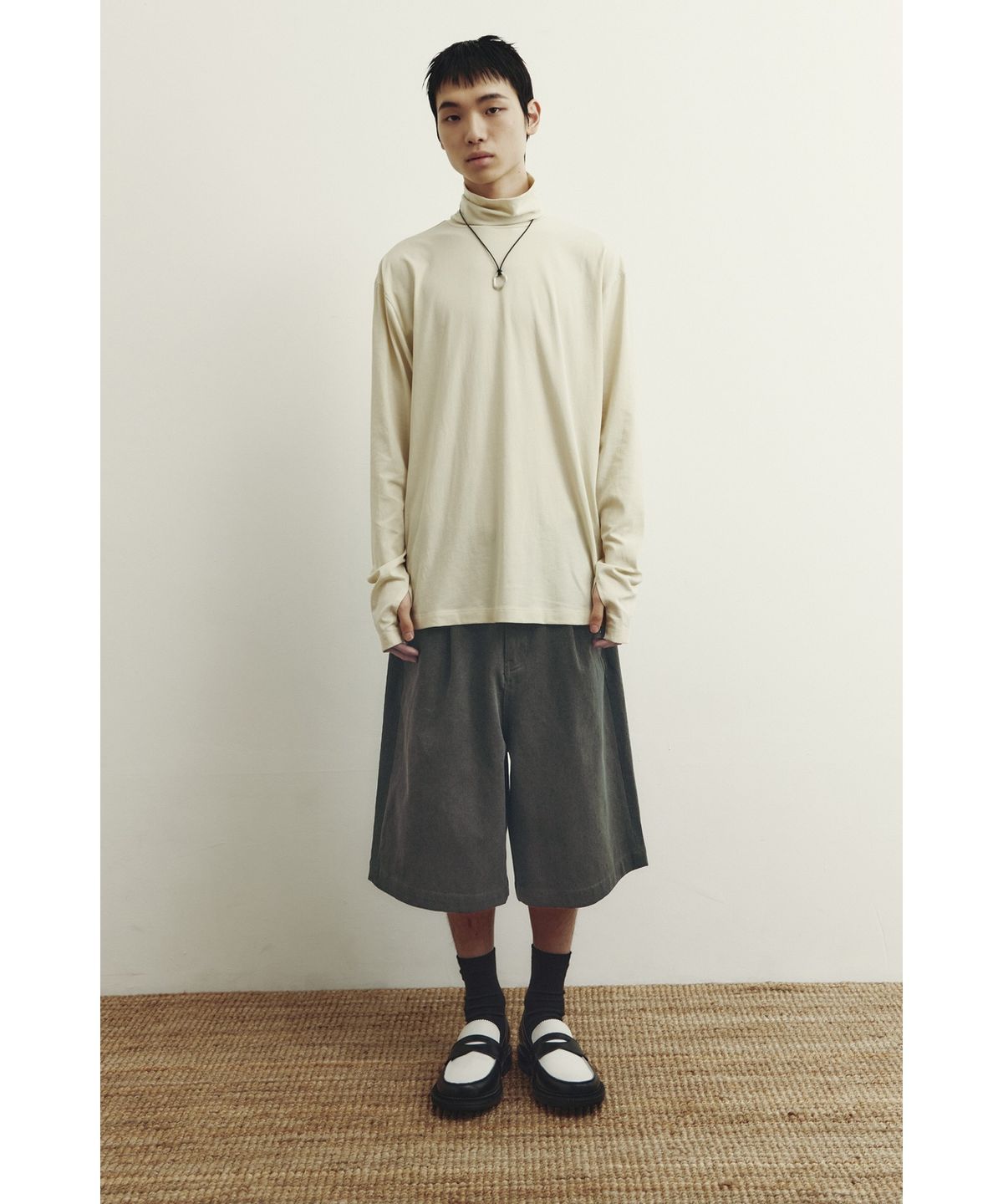 유스(YOUTH) Wide Half Denim Pants - Khaki