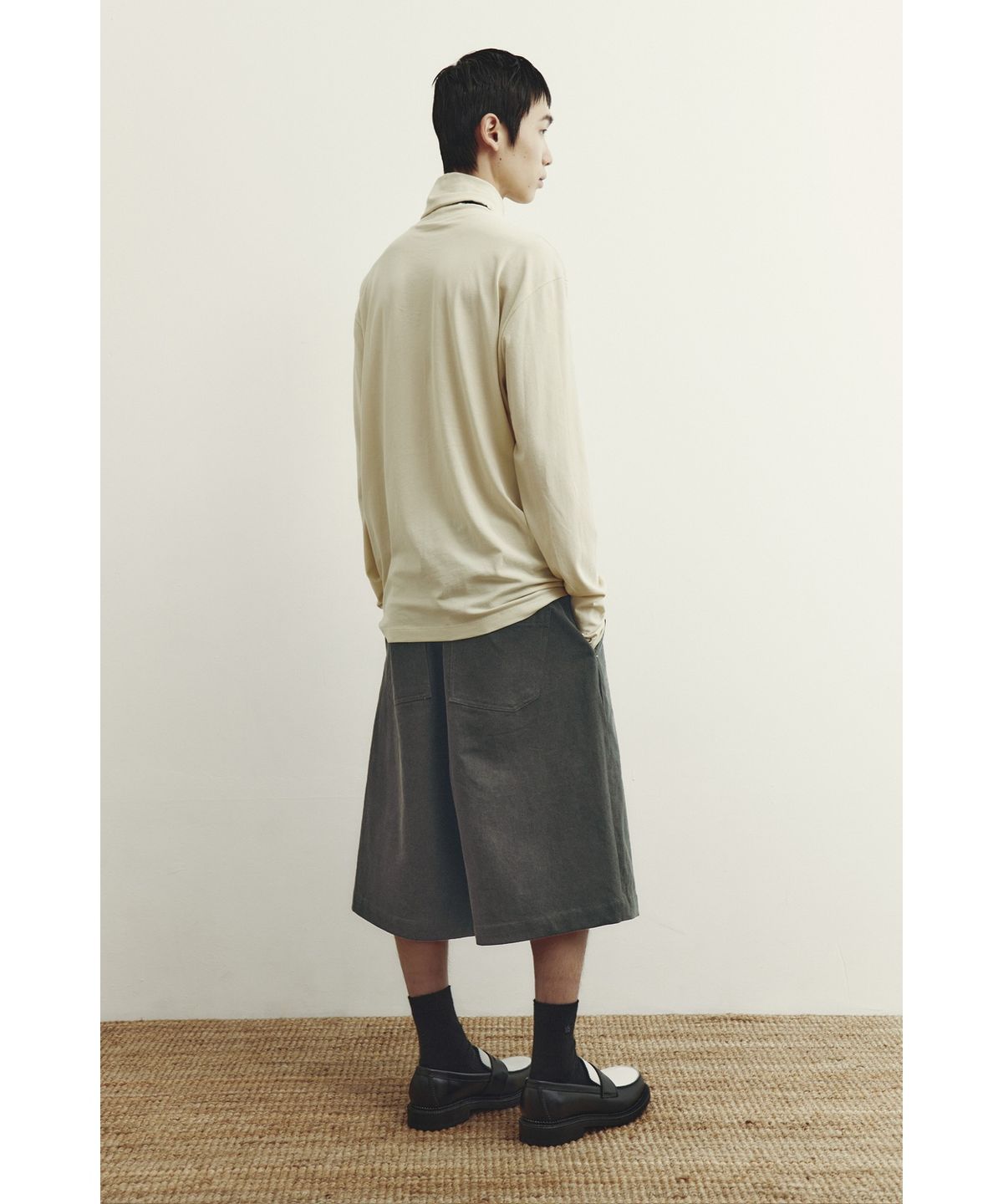 유스(YOUTH) Wide Half Denim Pants - Khaki