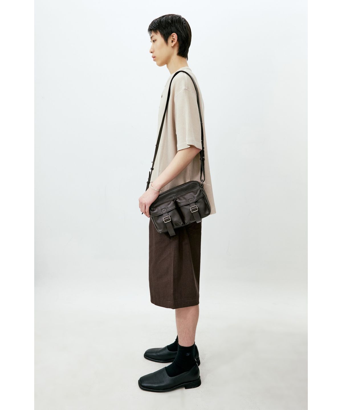 유스(YOUTH) Wide Half Denim Pants - Brown