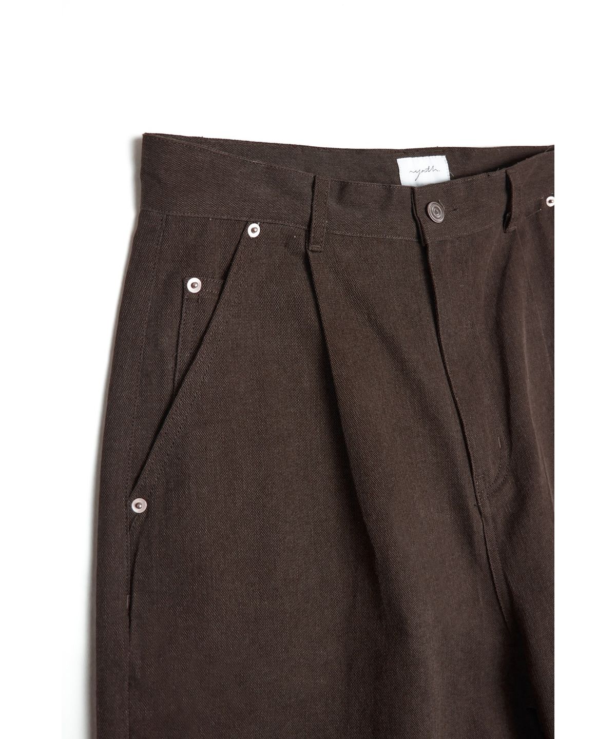 유스(YOUTH) Wide Half Denim Pants - Brown