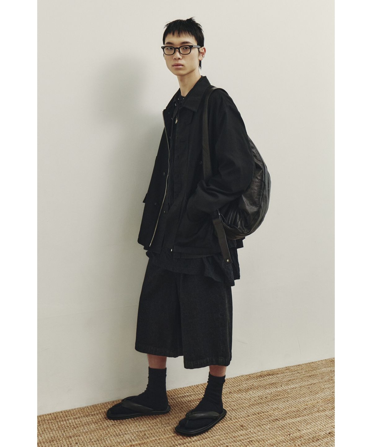 유스(YOUTH) Wide Half Denim Pants - Washed Black