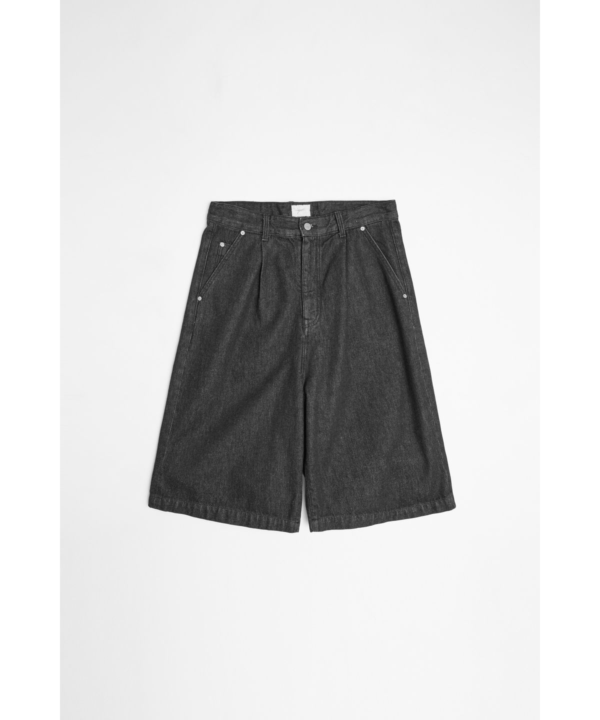 유스(YOUTH) Wide Half Denim Pants - Washed Black