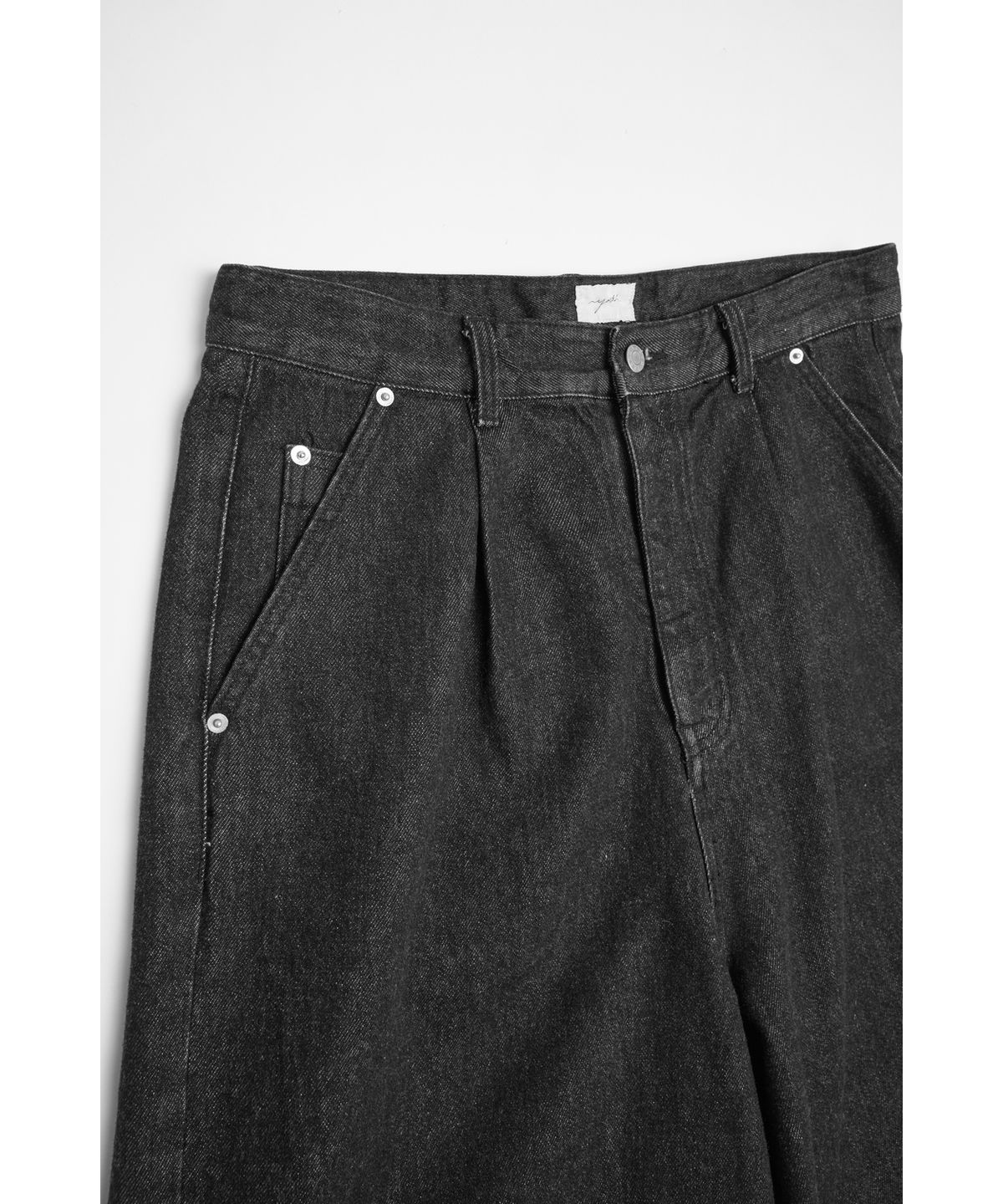 유스(YOUTH) Wide Half Denim Pants - Washed Black