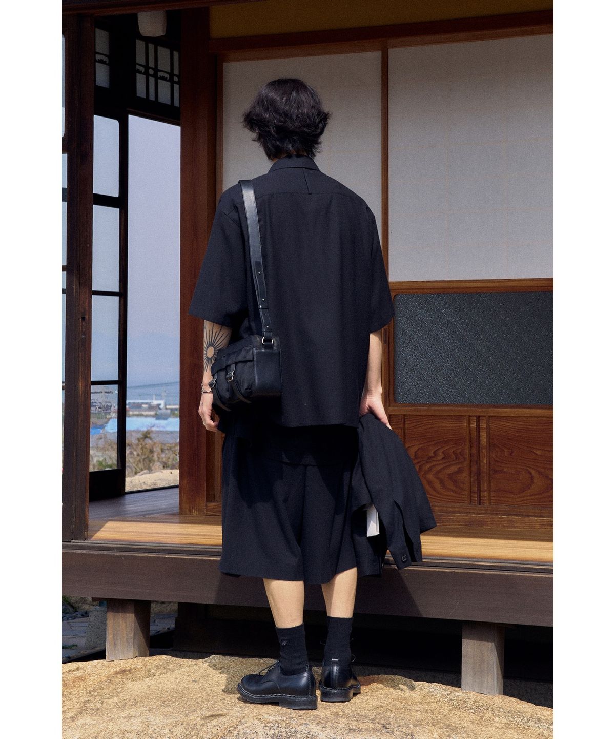 유스(YOUTH) Silk Nep Half Shirt - Black Silk