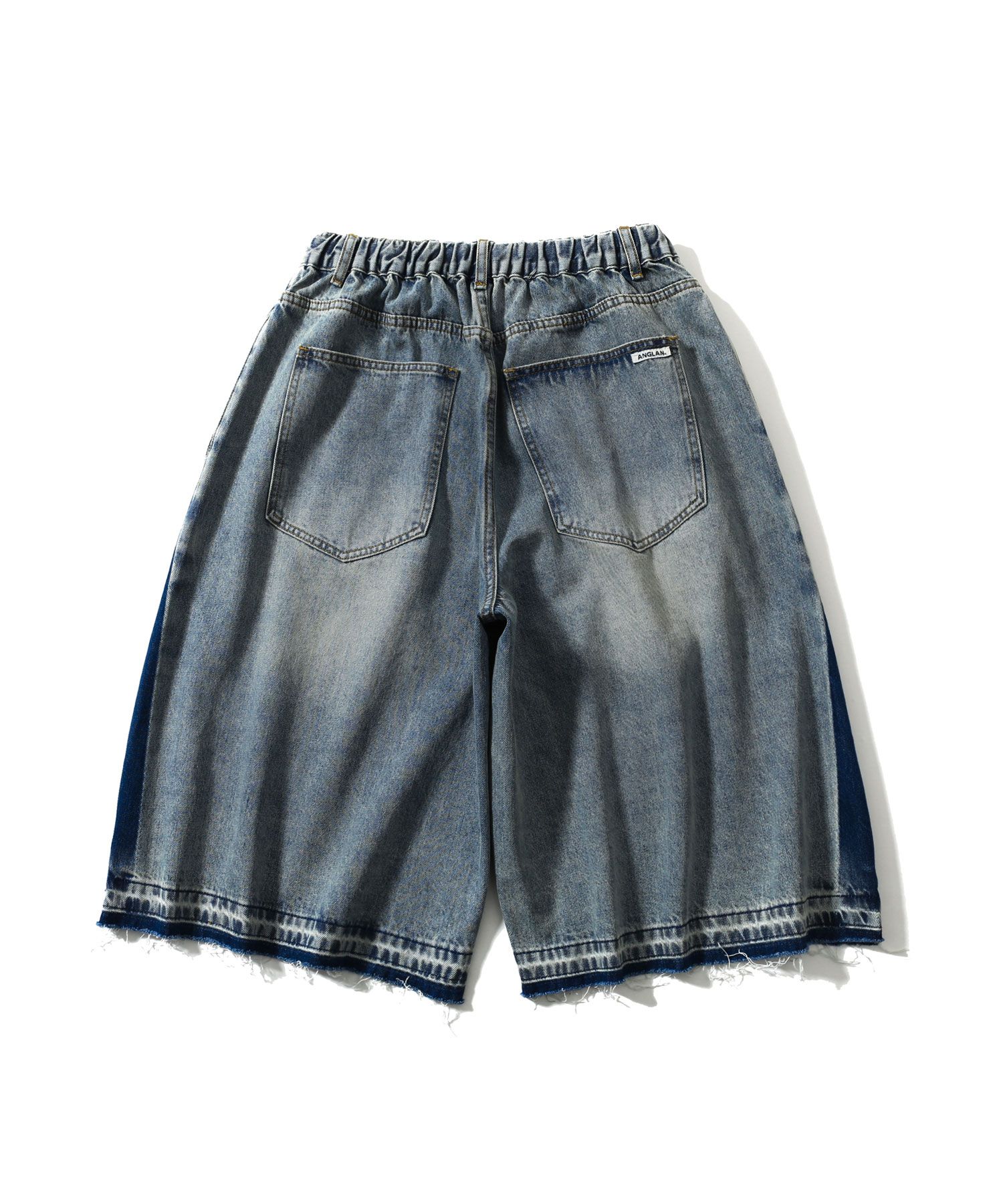 【ANGLAN】Stud Nonfade Denim Half Pants Anglan Blue Denim Double Knee Half Pants | Urban Outfitters UK