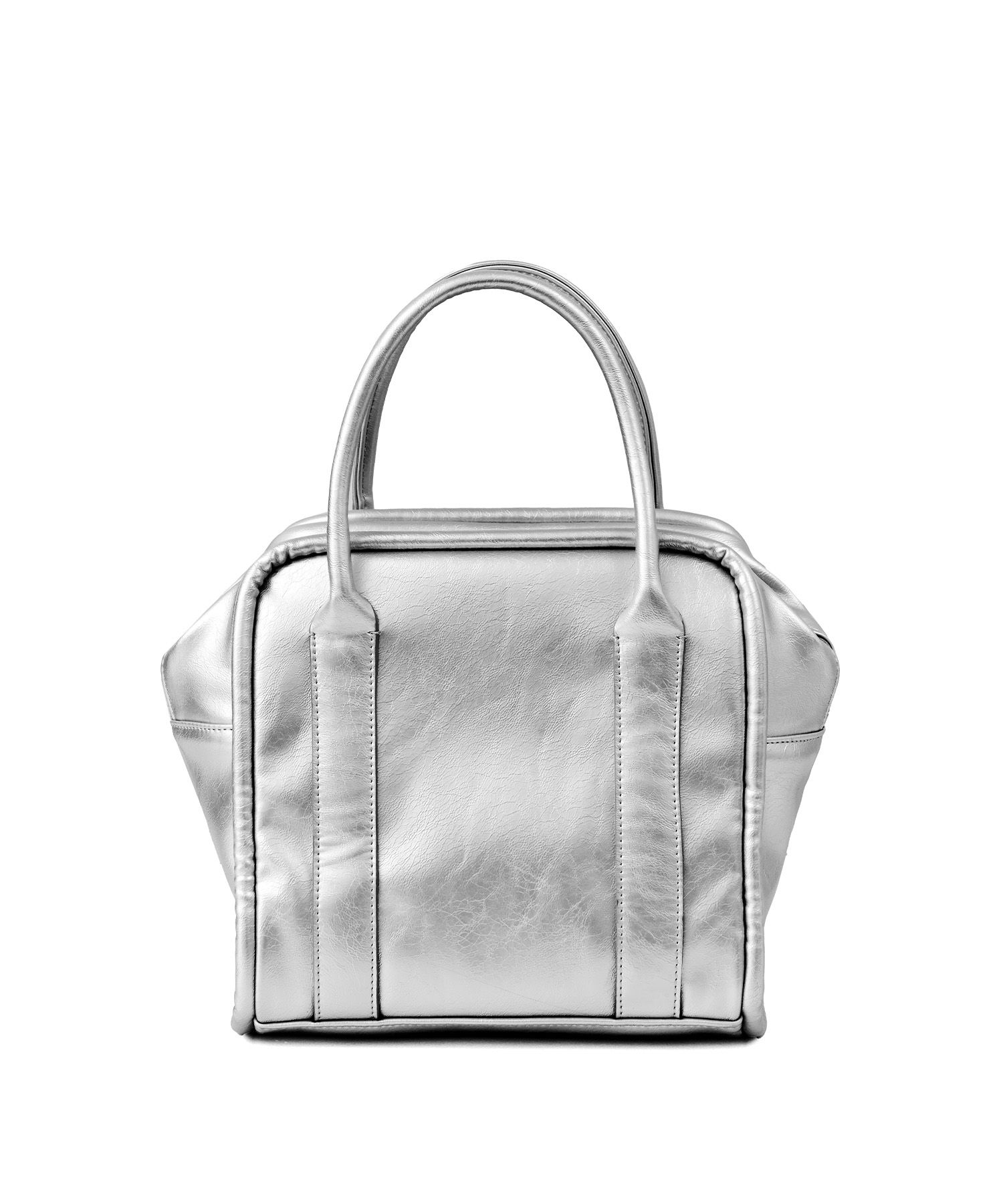 ★YEOMIM★ mini box bag (silver) BON BON | Silver Mirror Fabric Mini Bag with Metal Handle