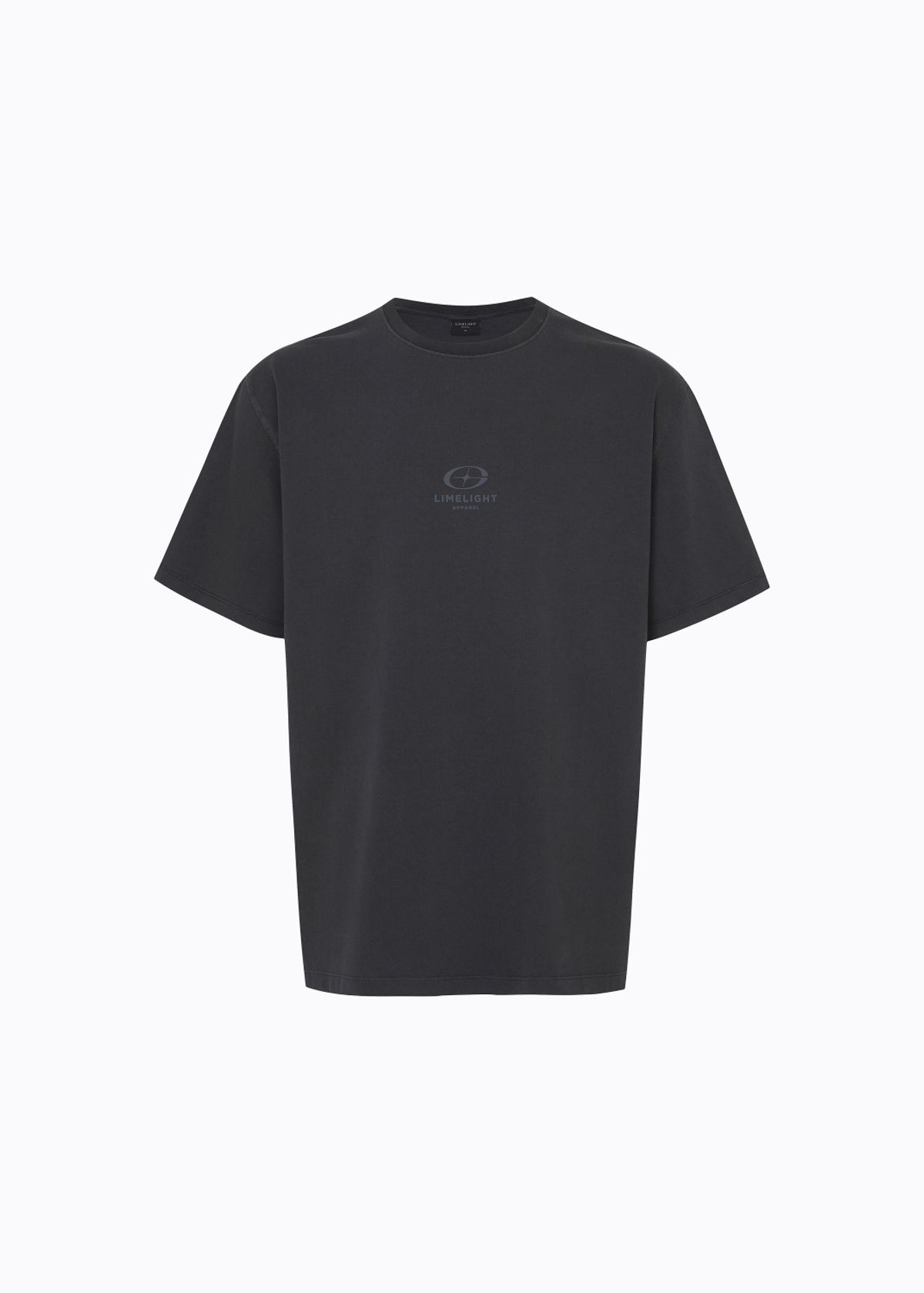 라임라잇 어패럴(LIMELIGHT APPAREL) 어패럴 피그먼트 스타라이트 로고 티셔츠 (블랙/그레이)