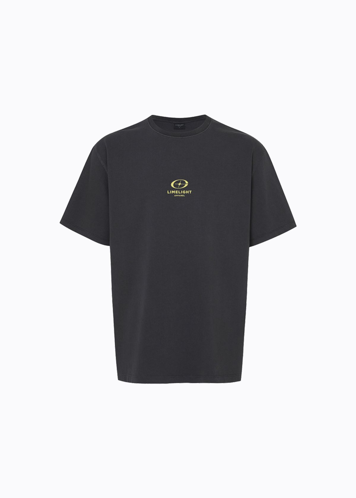 라임라잇 어패럴(LIMELIGHT APPAREL) 어패럴 피그먼트 스타라이트 로고 티셔츠 (블랙/라임라잇)