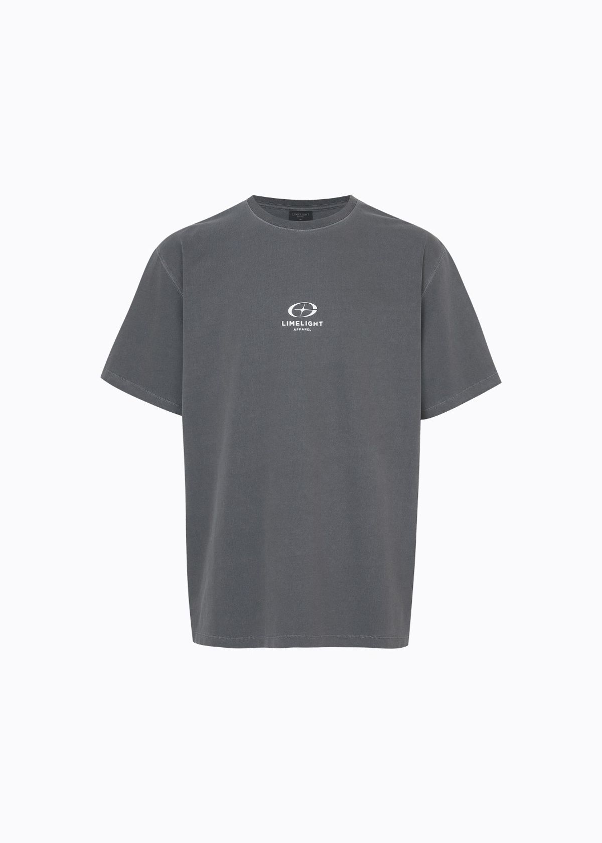 라임라잇 어패럴(LIMELIGHT APPAREL) 어패럴 피그먼트 스타라이트 로고 티셔츠 (차콜/화이트)