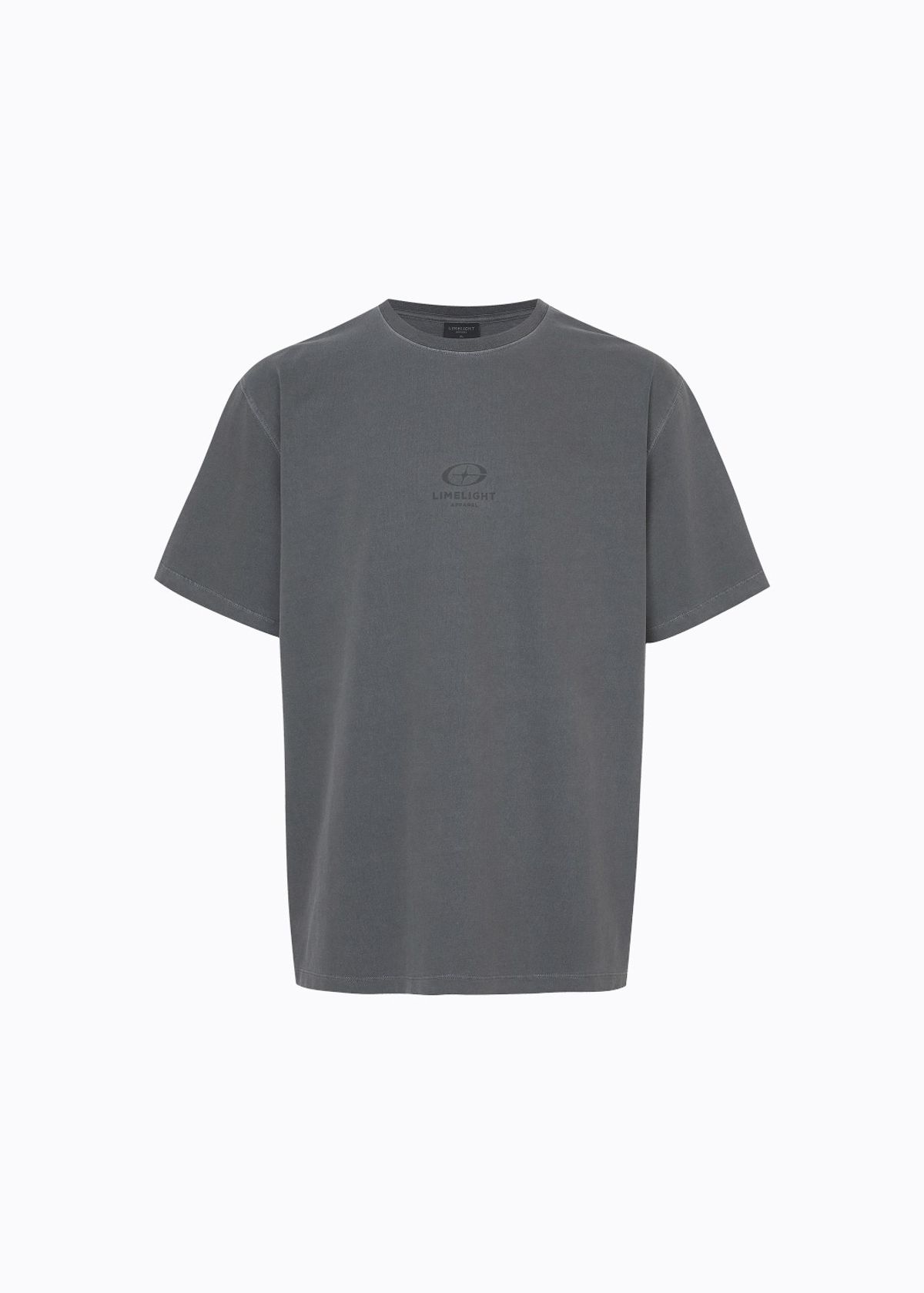 라임라잇 어패럴(LIMELIGHT APPAREL) 어패럴 피그먼트 스타라이트 로고 티셔츠 (차콜/그레이)