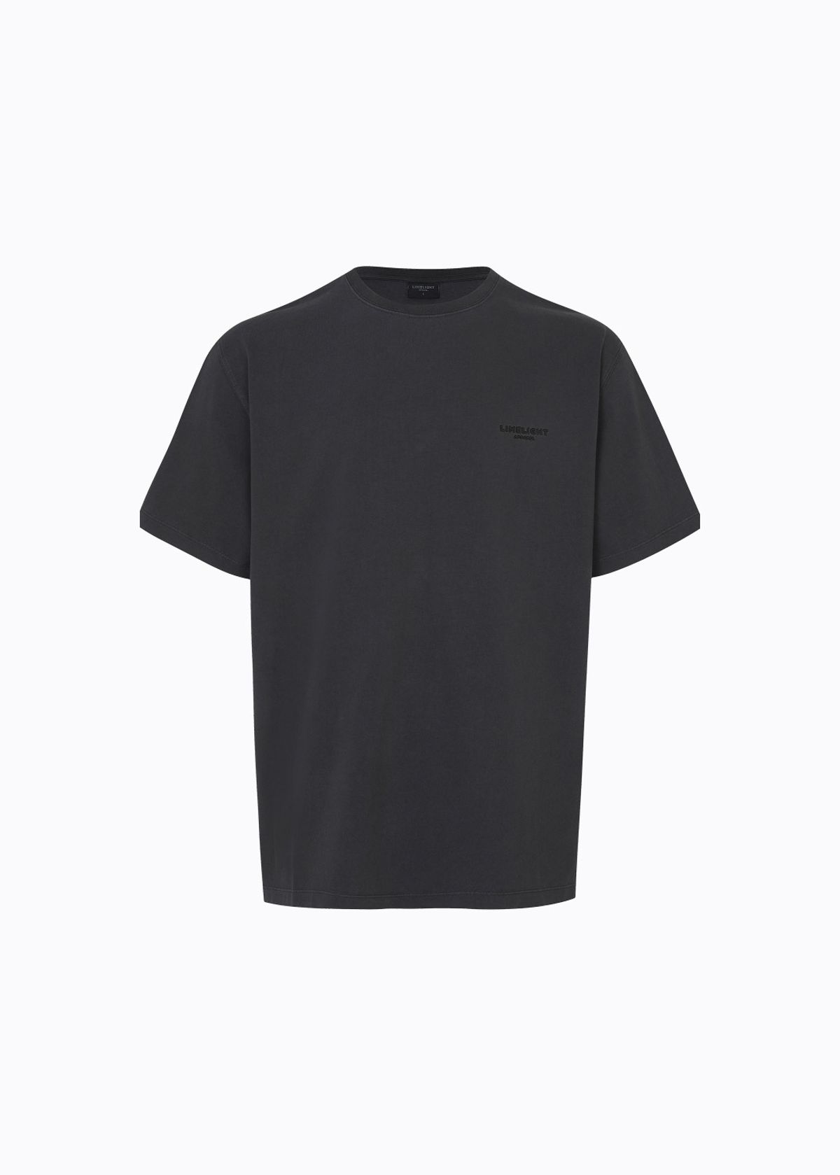 라임라잇 어패럴(LIMELIGHT APPAREL) 어패럴 피그먼트 백 로고 티셔츠 (블랙/블랙)
