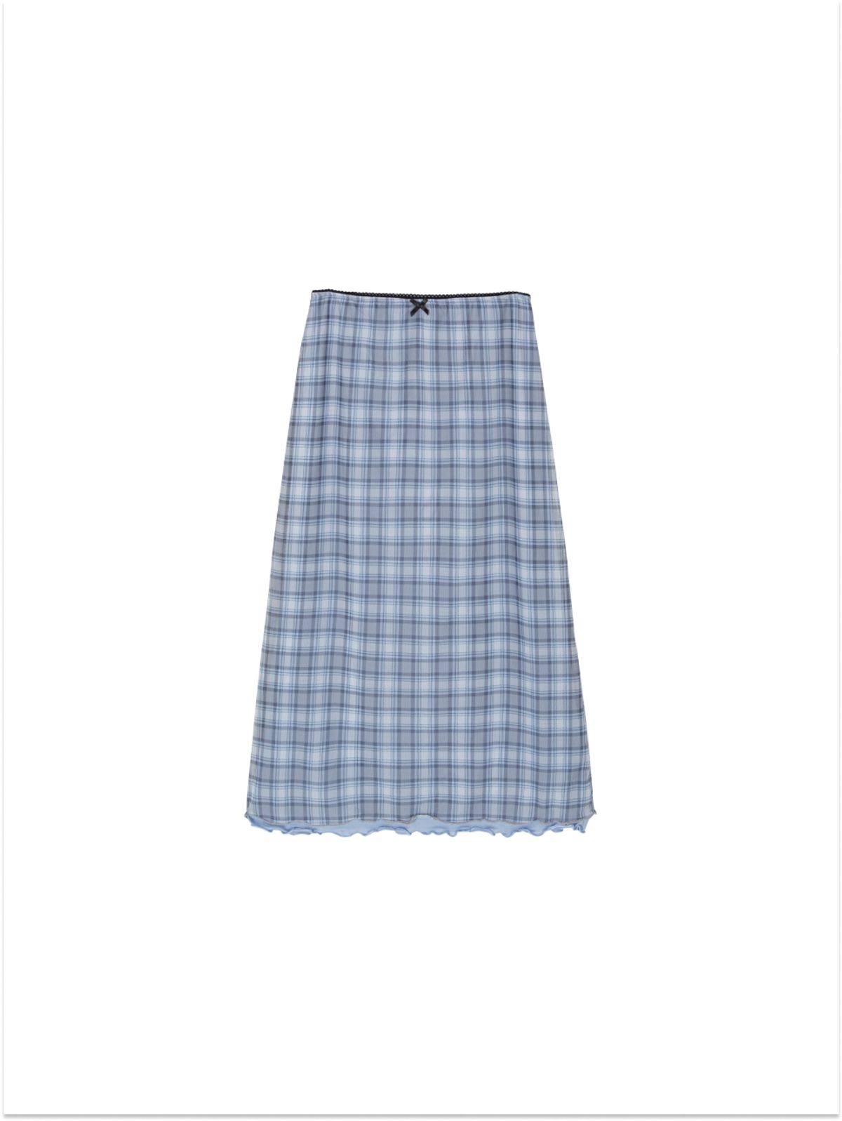 에즈이프 캘리(ASIF CALIE) VINTAGE CHECKERED LONG SKIRT SKY BLUE