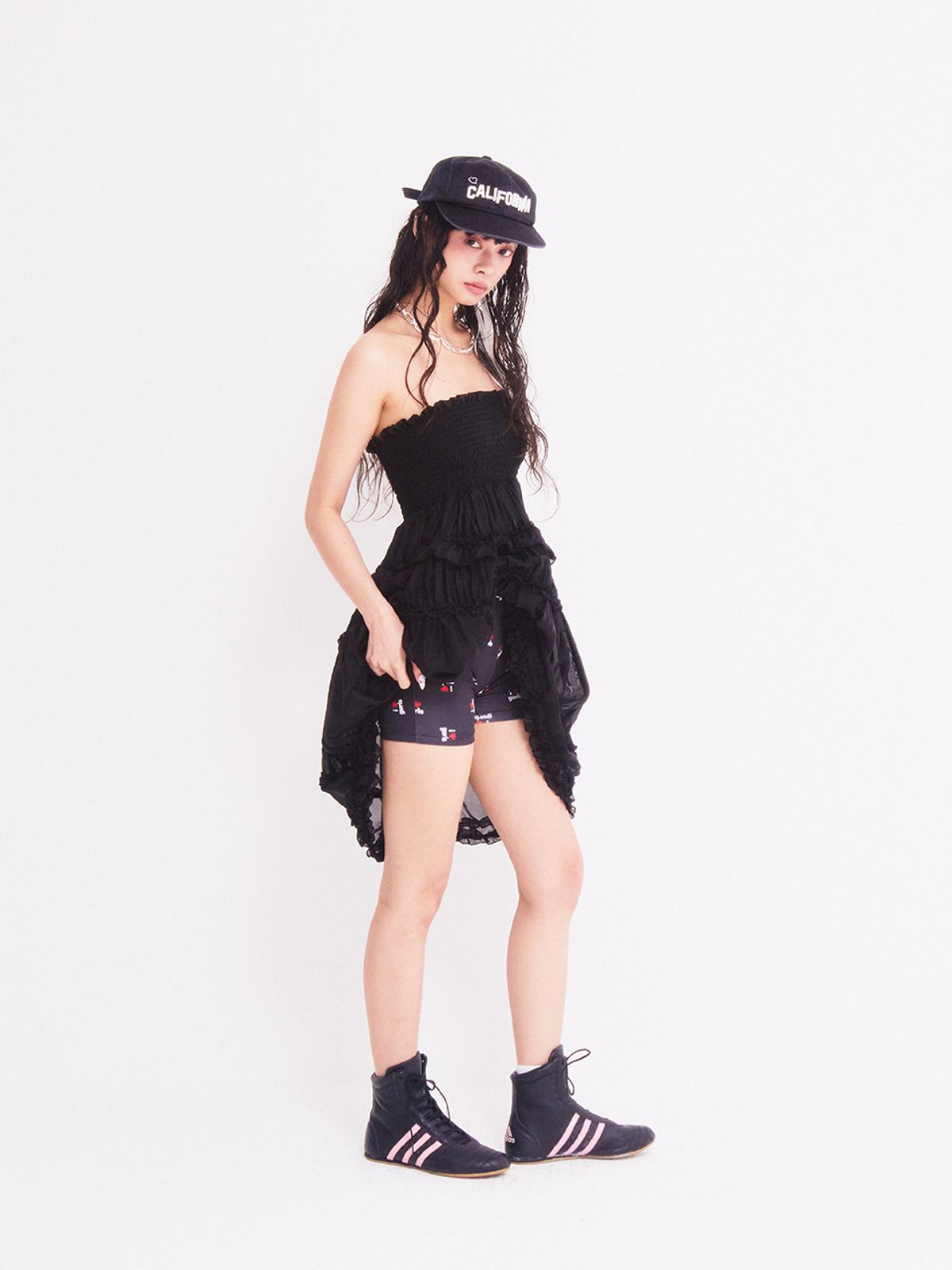 에즈이프 캘리(ASIF CALIE) SMOKE LONG 2WAY SKIRT BLACK