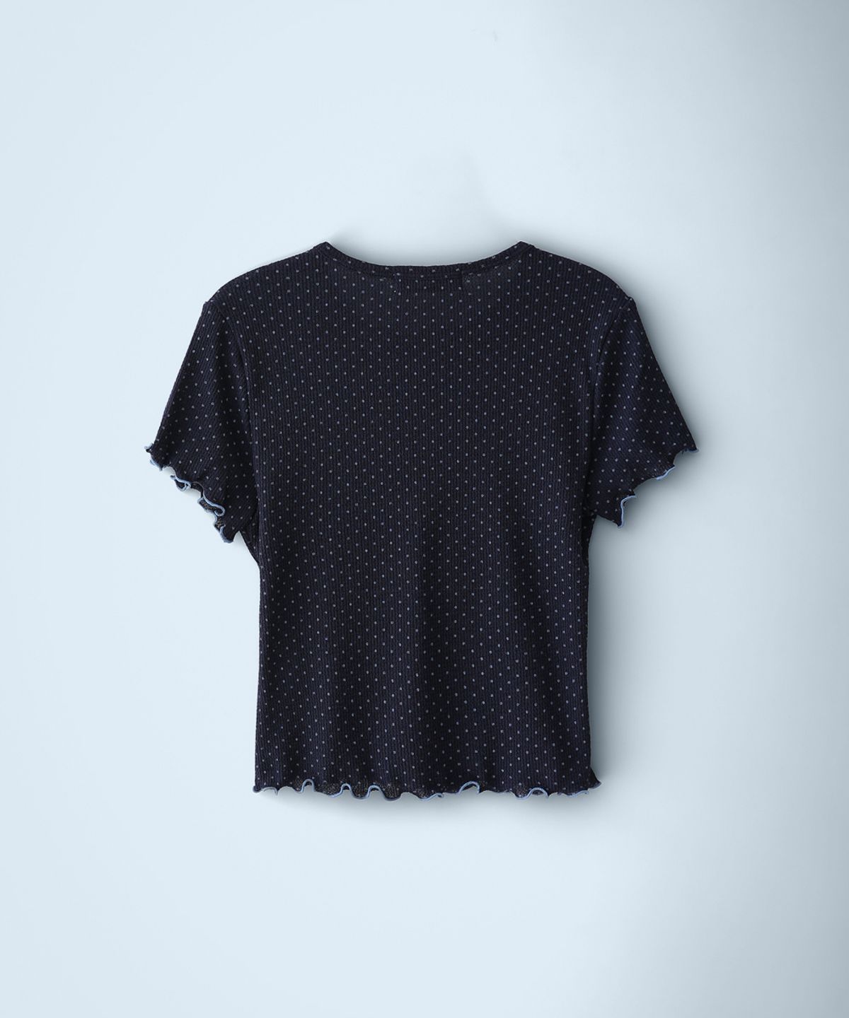 배드블루(BADBLUE) Sheer Dot Buttons Baby Tee Navy