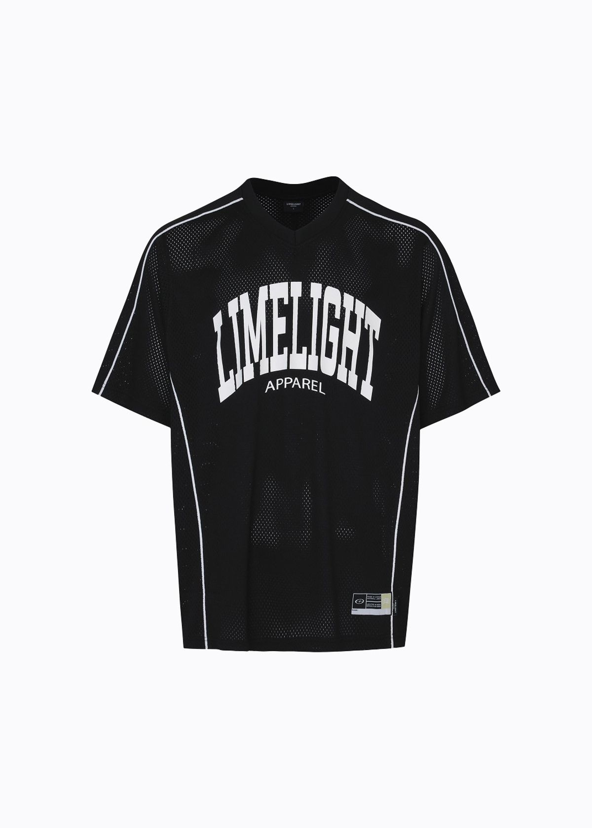 라임라잇 어패럴(LIMELIGHT APPAREL) 어패럴 아치 로고 메쉬 저지 (블랙/화이트)