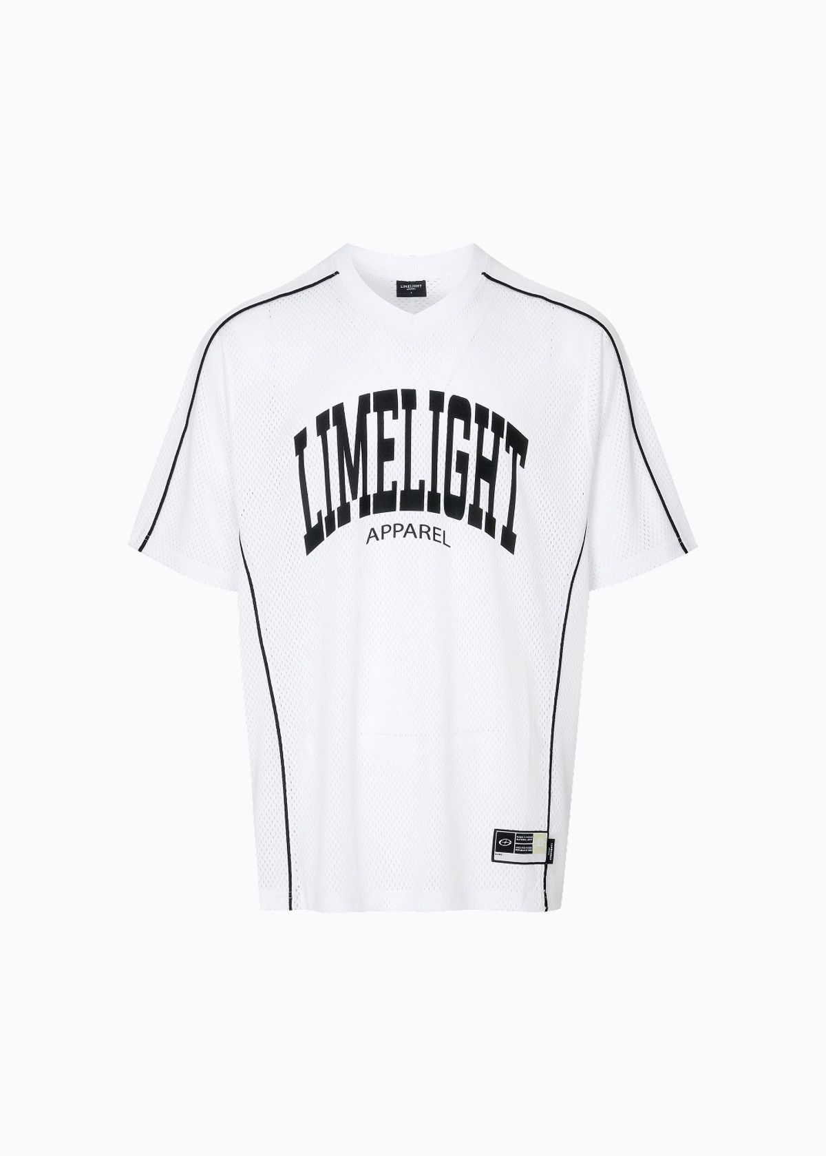 라임라잇 어패럴(LIMELIGHT APPAREL) 어패럴 아치 로고 메쉬 저지 (화이트/블랙)