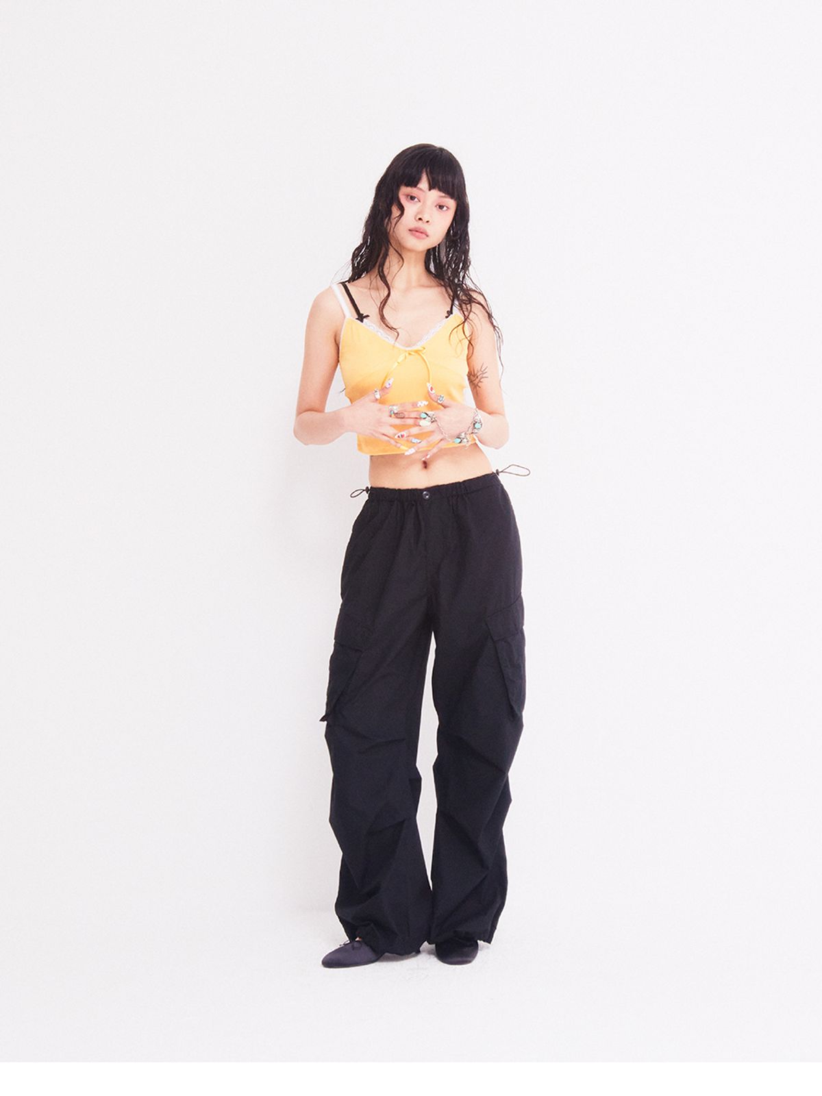 에즈이프 캘리(ASIF CALIE) GIRLISH RIBBON LAYERED SLEEVELESS YELLOW