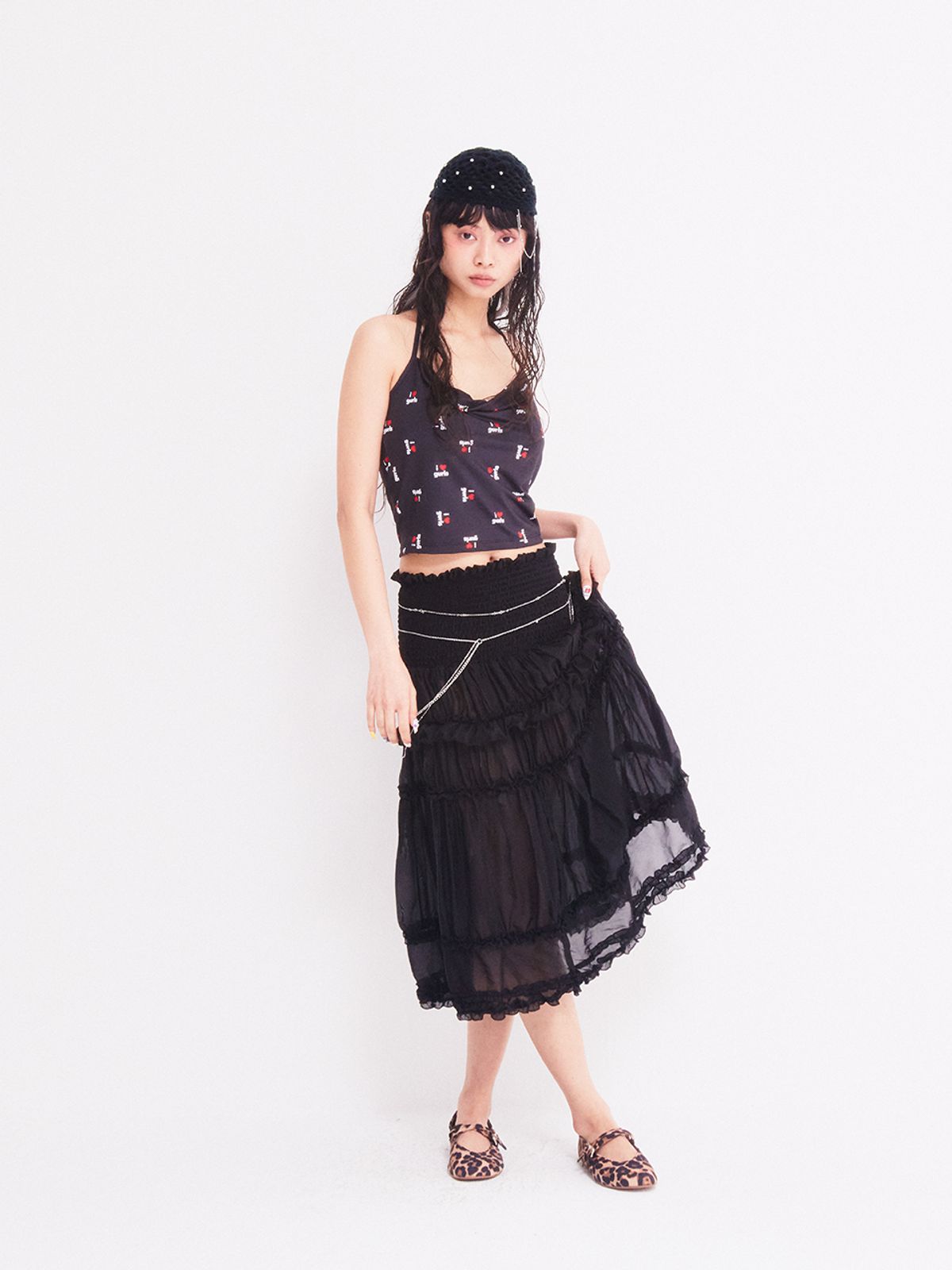 에즈이프 캘리(ASIF CALIE) LOVE GURLS GRAPHIC HALTERNECK SLEEVELESS BLACK