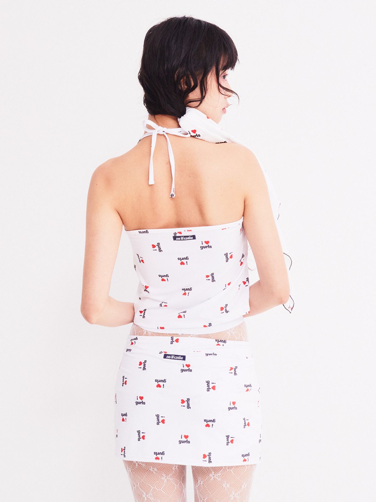 에즈이프 캘리(ASIF CALIE) LOVE GURLS GRAPHIC HALTERNECK SLEEVELESS WHITE