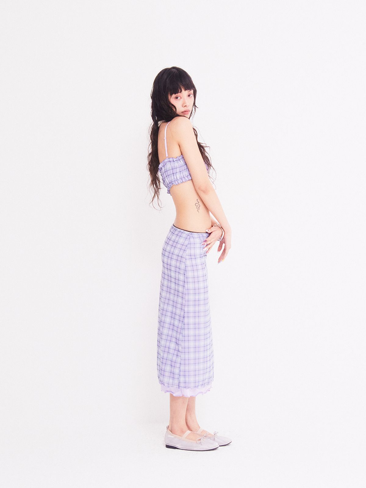 에즈이프 캘리(ASIF CALIE) VINTAGE CHECKERED BRA TOP PURPLE