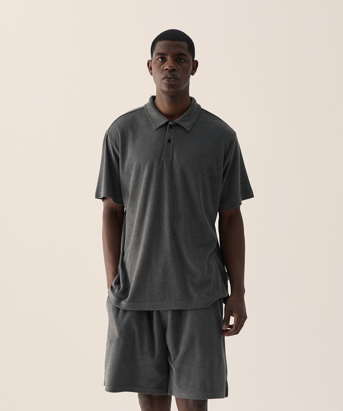 크루멤버스온리(CREW MEMBERS ONLY) CMO TERRY POLO CHARCOAL