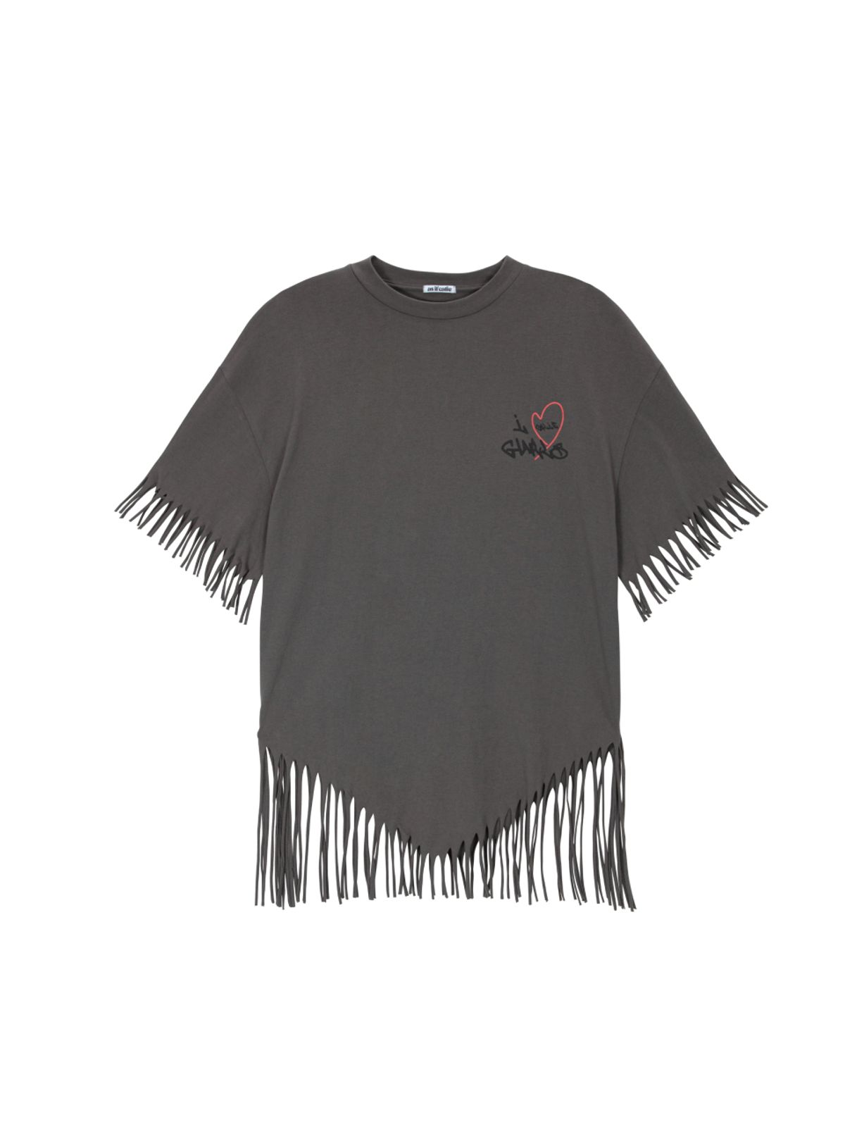 에즈이프 캘리(ASIF CALIE) GURLS OVERSIZED-FIT FRINGE T-SHIRT BROWN