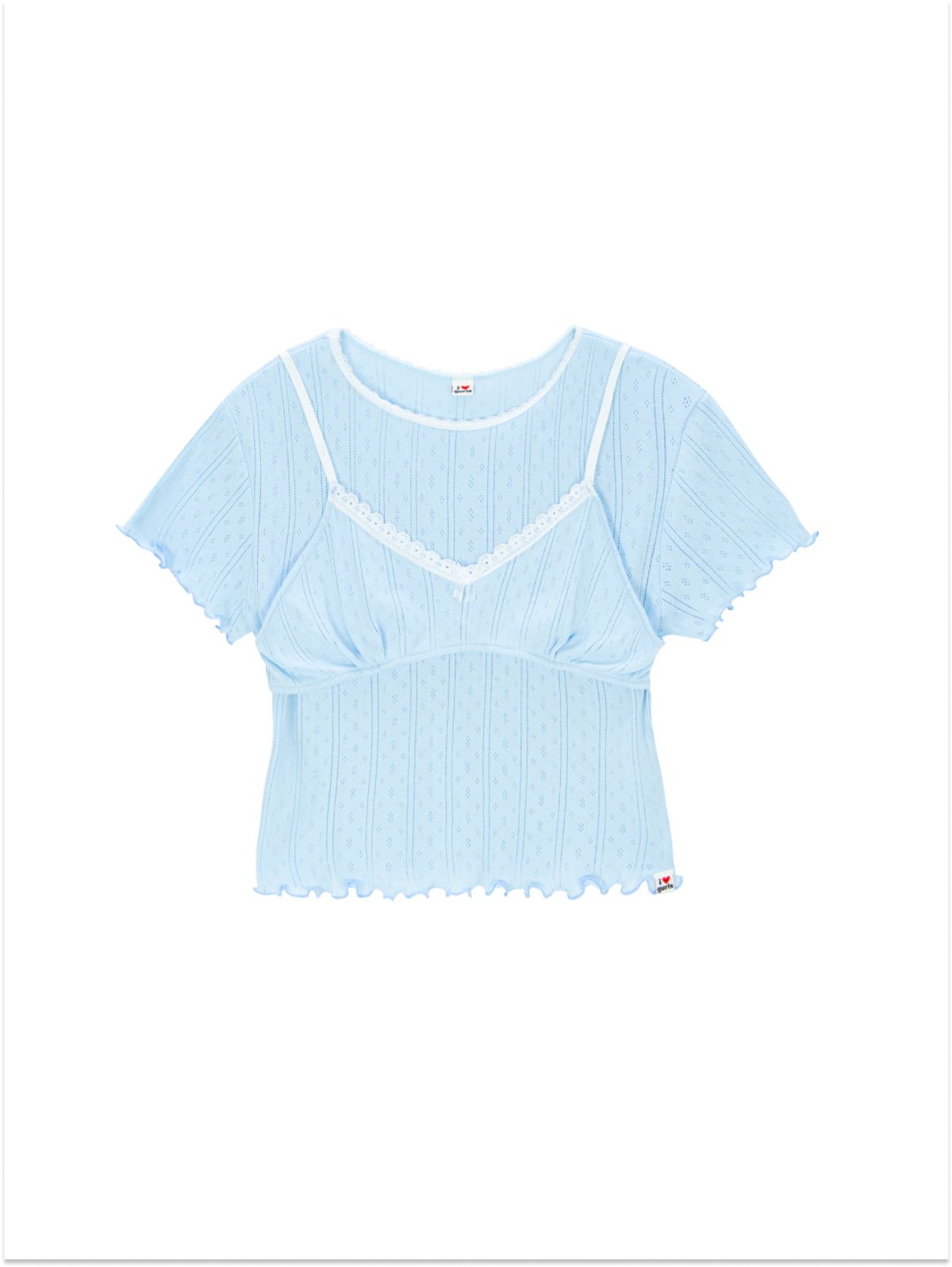 에즈이프 캘리(ASIF CALIE) LOVELY EYELET BRA T-SHIRT SET BLUE