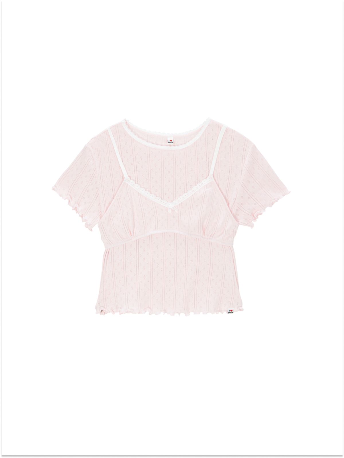 에즈이프 캘리(ASIF CALIE) LOVELY EYELET BRA T-SHIRT SET PINK