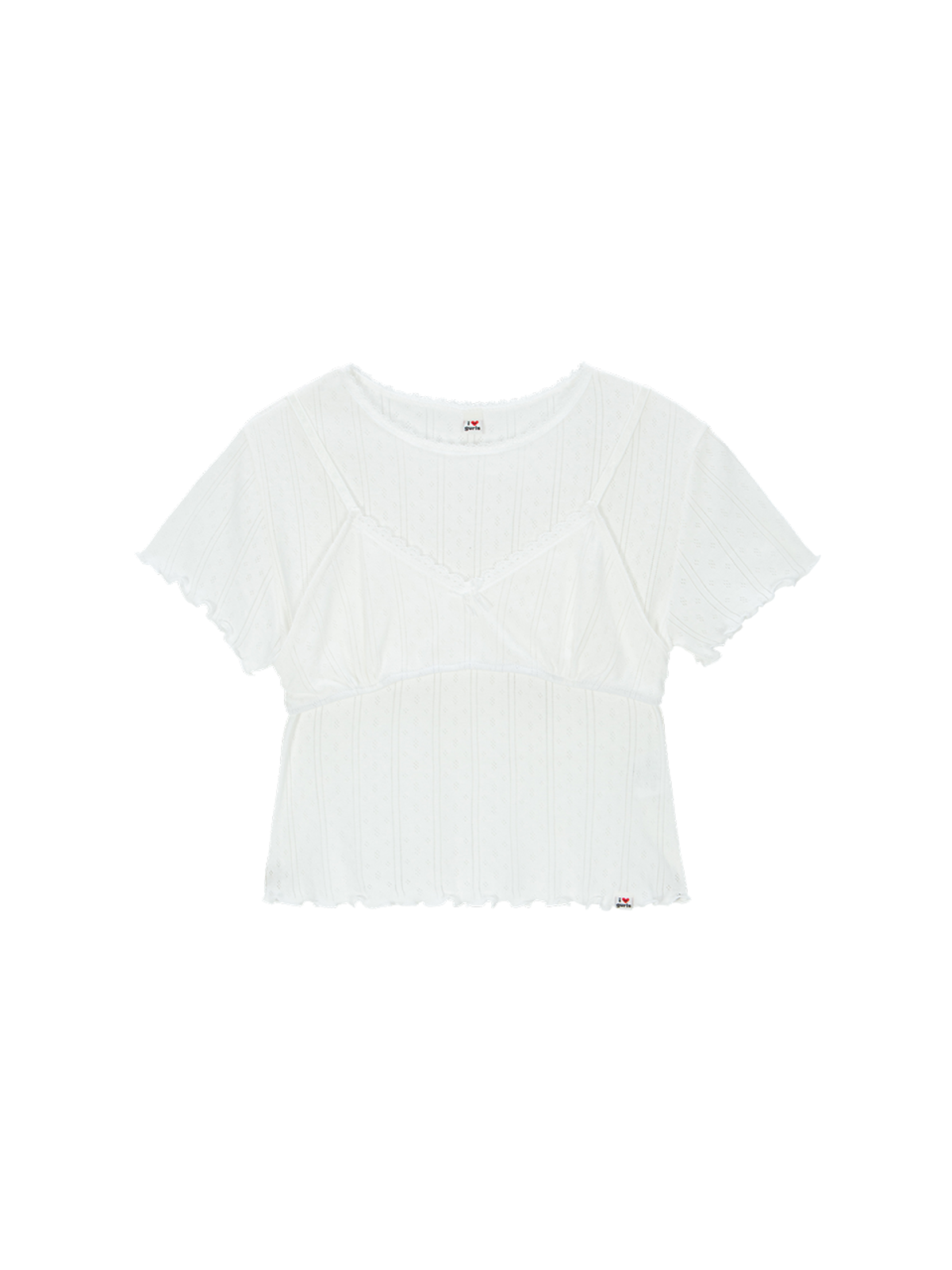에즈이프 캘리(ASIF CALIE) LOVELY EYELET BRA T-SHIRT SET IVORY