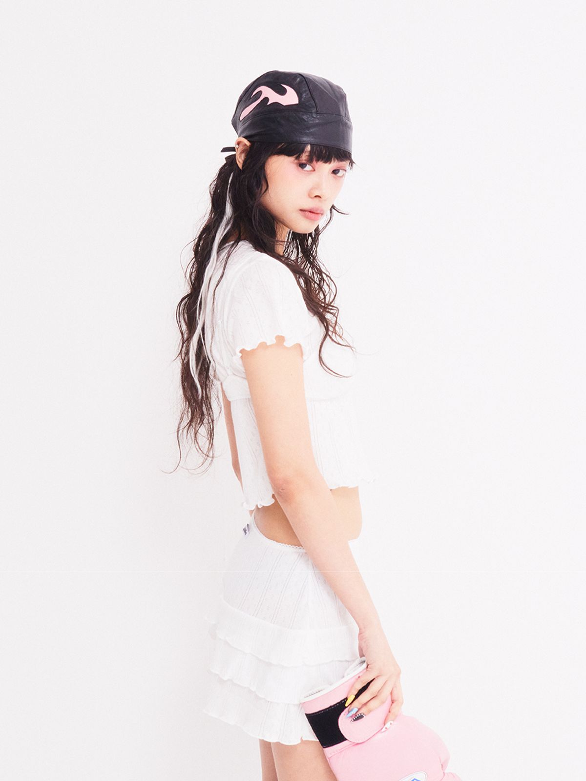 에즈이프 캘리(ASIF CALIE) LOVELY EYELET BRA T-SHIRT SET IVORY