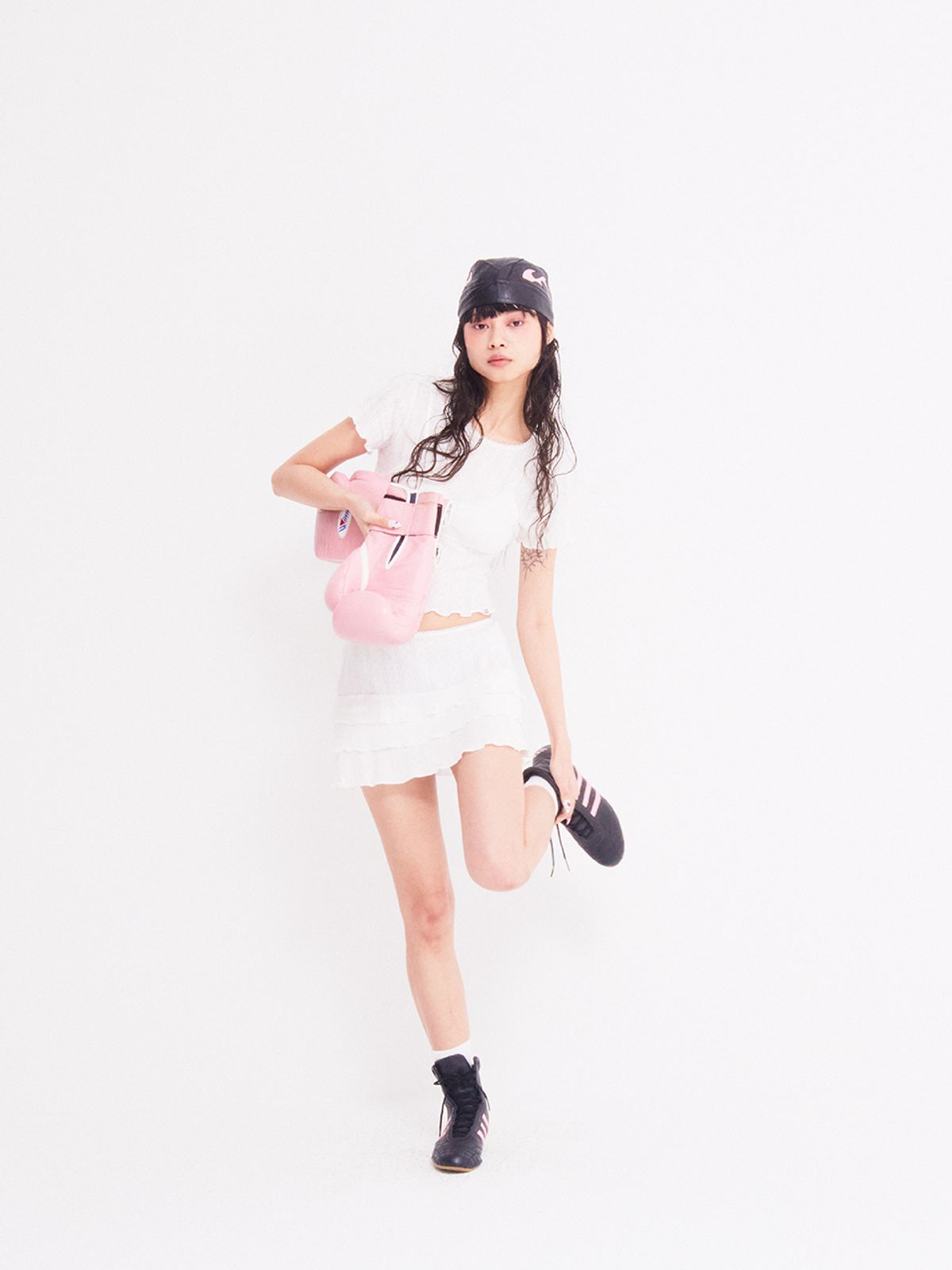 에즈이프 캘리(ASIF CALIE) LOVELY EYELET BRA T-SHIRT SET IVORY