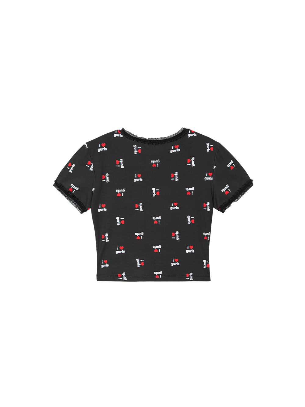 ◆as if calie◆ LOVE GURLS GRAPHIC CROP TSHIRT BLACK CA25BST 에즈이프 캘리(ASIF CALIE) LOVE GURLS GRAPHIC CROP T-SHIRT