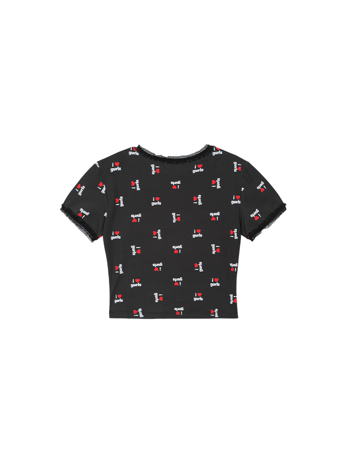 에즈이프 캘리(ASIF CALIE) LOVE GURLS GRAPHIC CROP T-SHIRT BLACK
