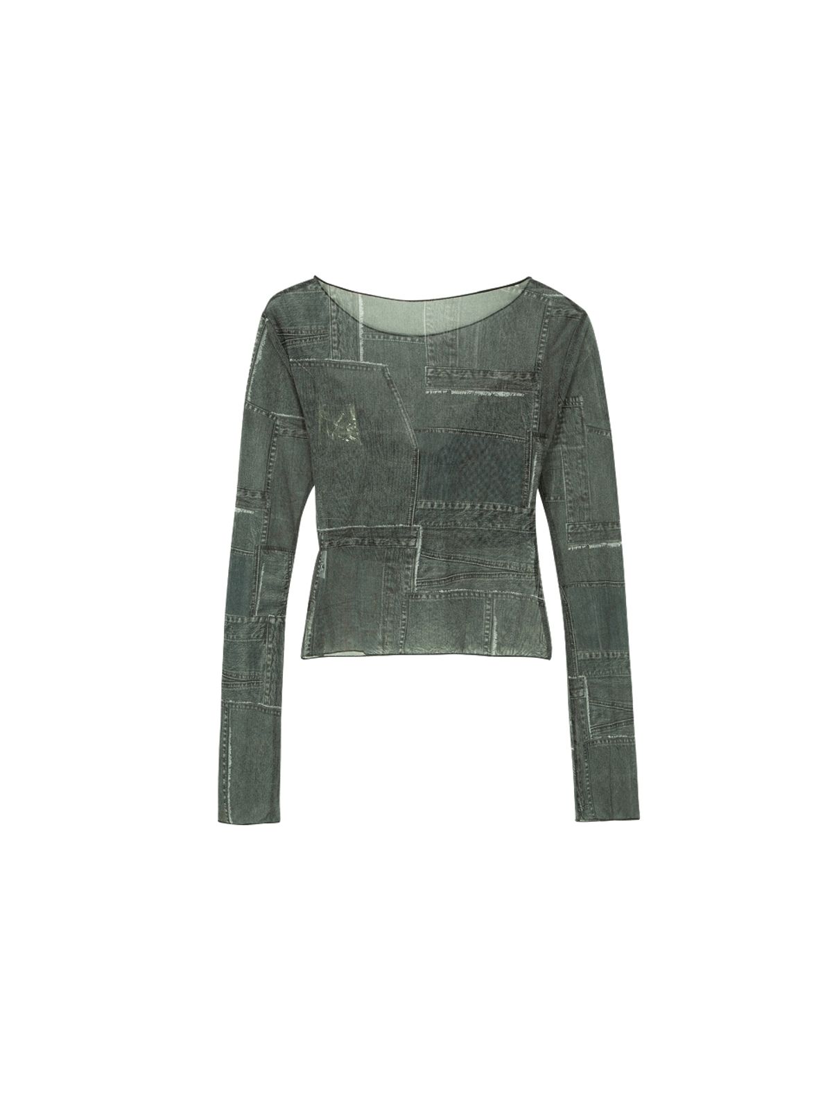 에즈이프 캘리(ASIF CALIE) CROSS WRAP PRINT LONG SLEEVE T-SHIRT DENIM BLACK
