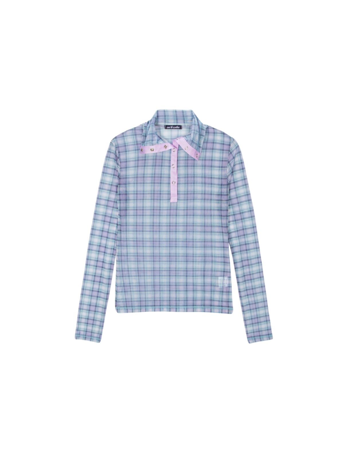 에즈이프 캘리(ASIF CALIE) VINTAGE CHECKERED SNAP LONG T-SHIRT PURPLE