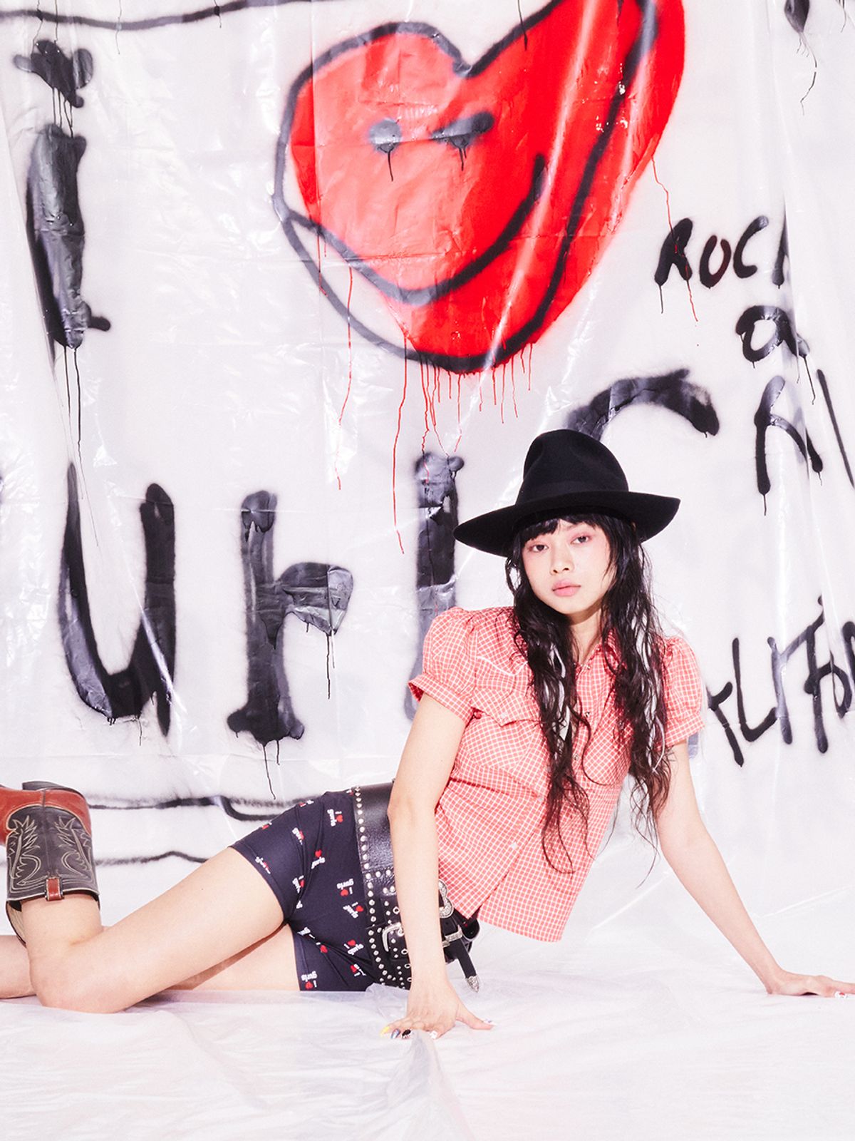 에즈이프 캘리(ASIF CALIE) VINTAGE CHECKERED WESTERN PUFF SHIRT RED