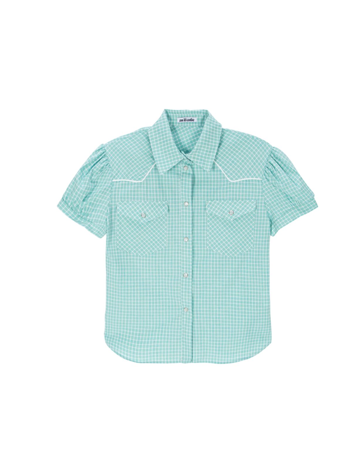 에즈이프 캘리(ASIF CALIE) VINTAGE CHECKERED WESTERN PUFF SHIRT MINT