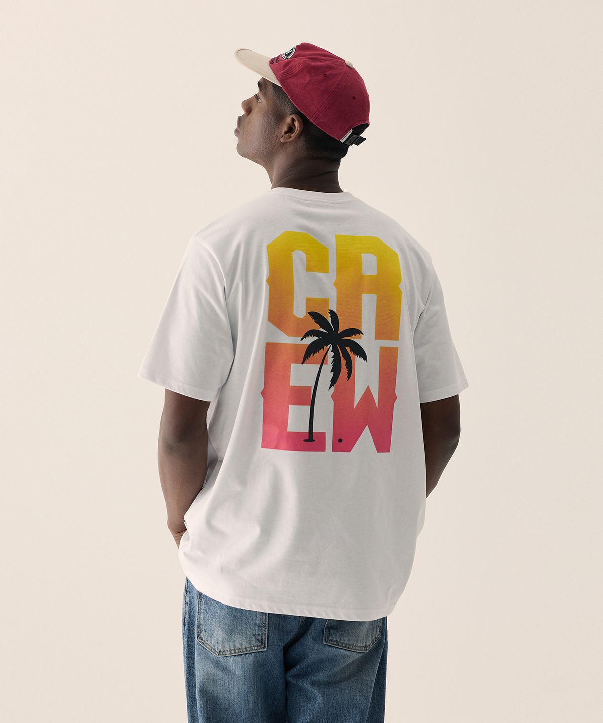 크루멤버스온리(CREW MEMBERS ONLY) PALM TREE CREW TS WHITE