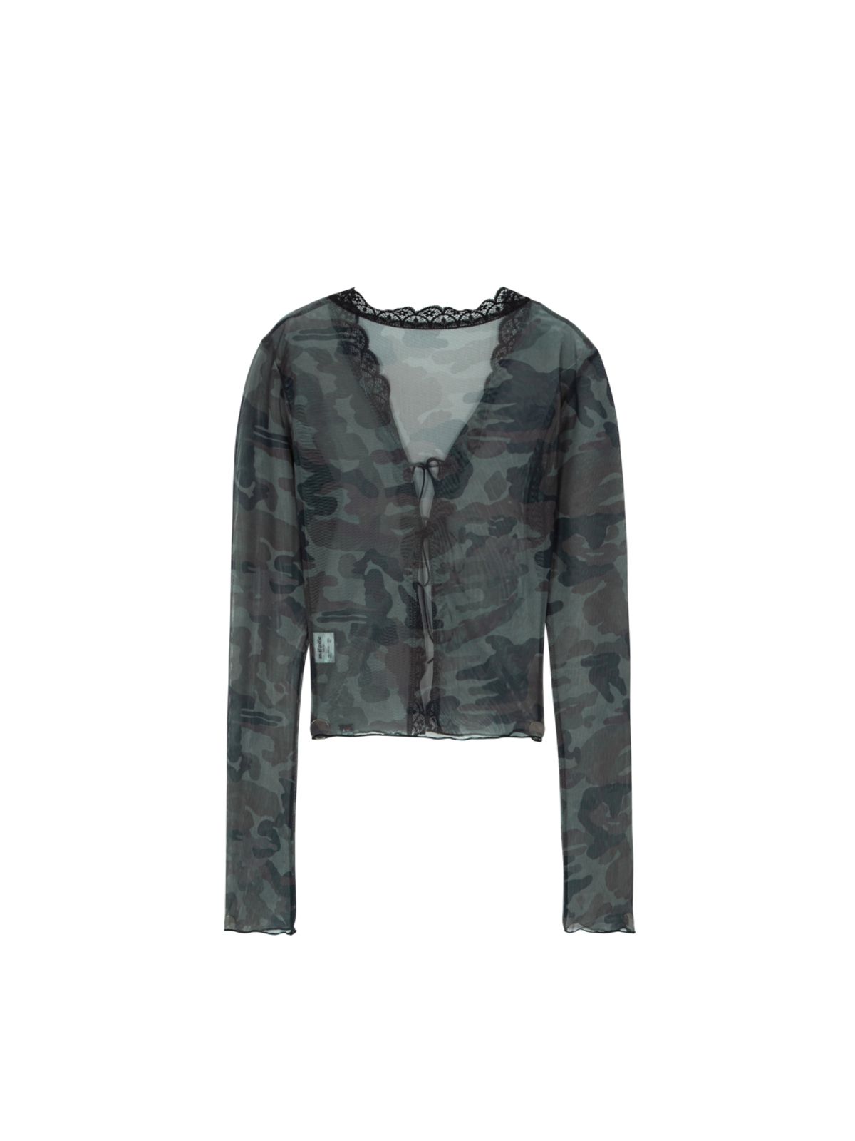 에즈이프 캘리(ASIF CALIE) SEE-THROUGH MESH CARDIGAN CAMO