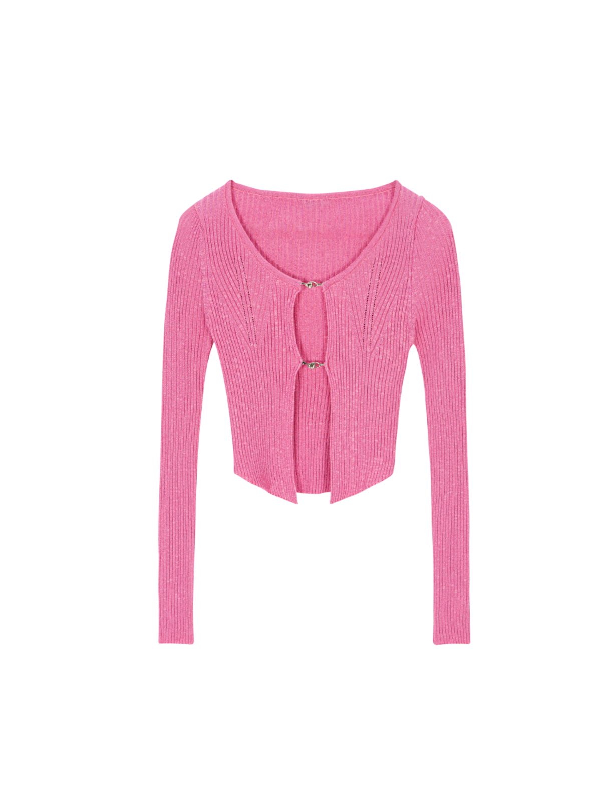 에즈이프 캘리(ASIF CALIE) SEMI CROP RING CARDIGAN PINK