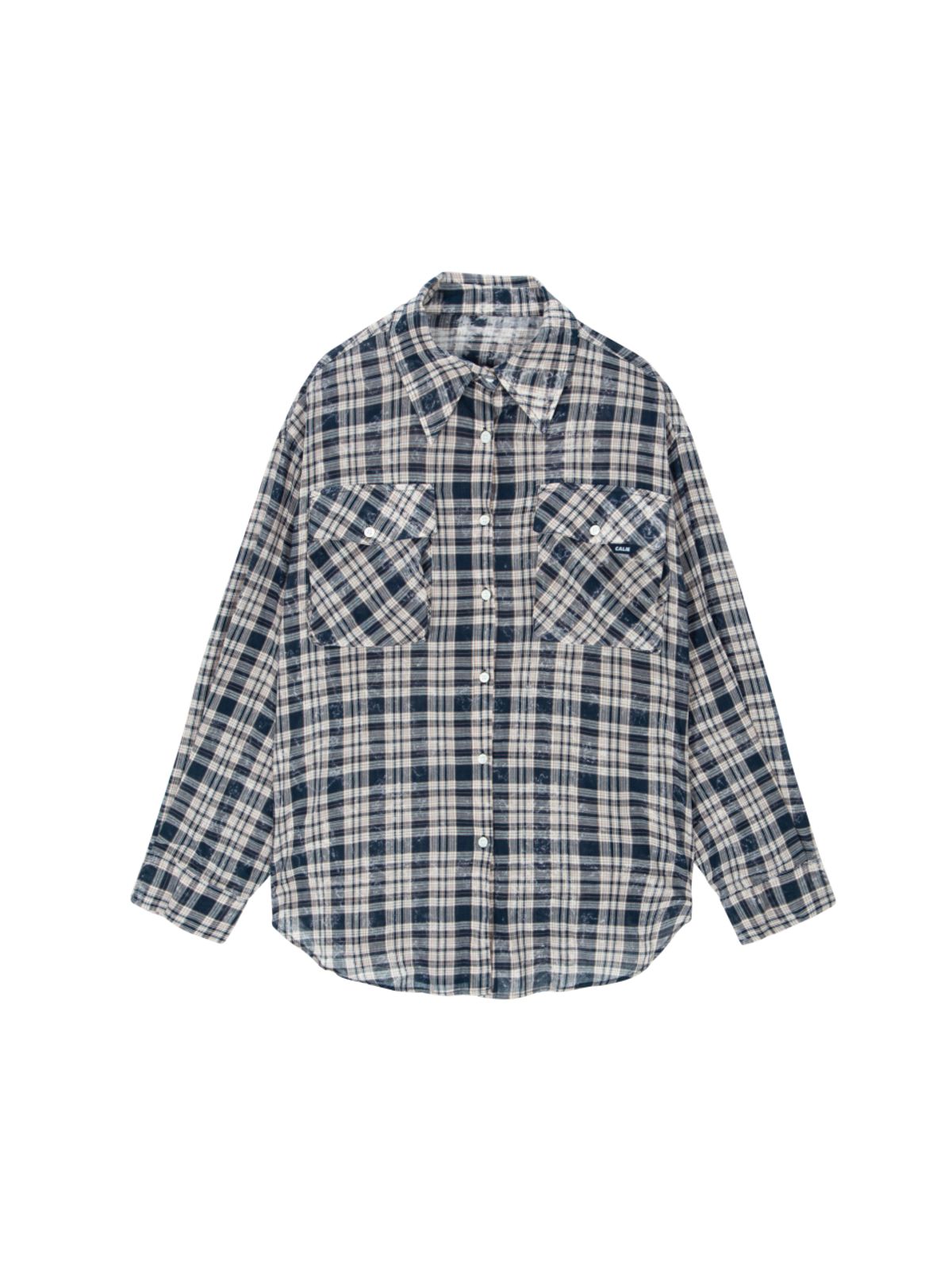 에즈이프 캘리(ASIF CALIE) NEW DIRTYWASHING OVERFIT CHECK SHIRT NAVY