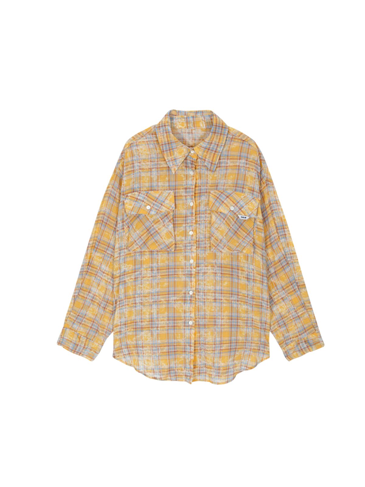 에즈이프 캘리(ASIF CALIE) NEW DIRTYWASHING OVERFIT CHECK SHIRT YELLOW
