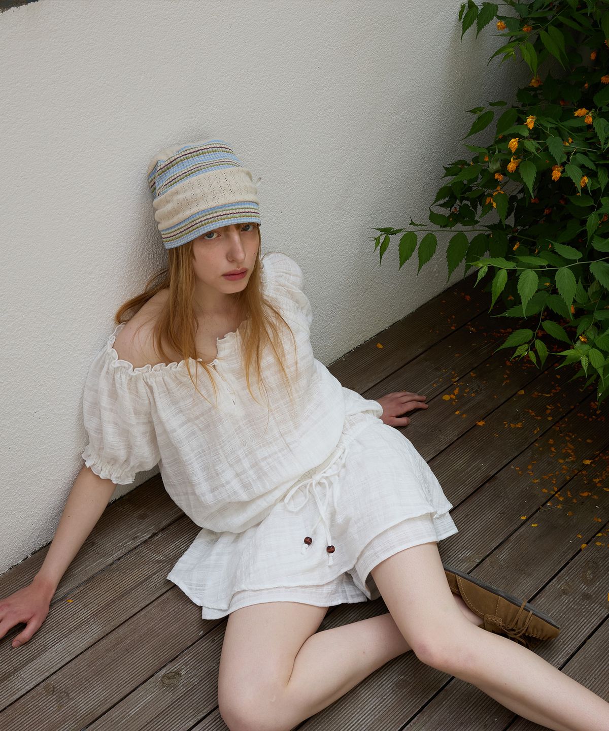 펀프롬펀(FUNFROMFUN) Boho stripe beanie, Beige